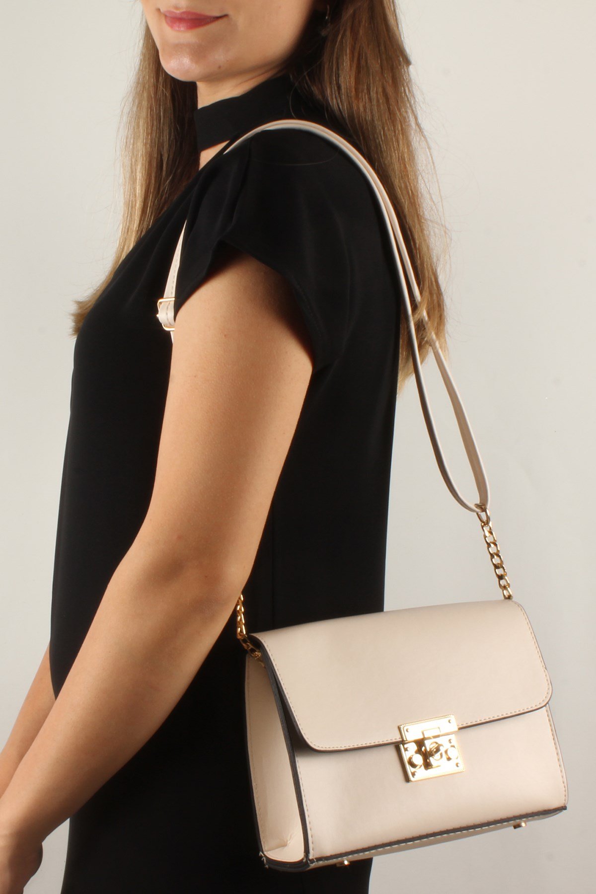 LWE20376-SLuwweLuwwe Bag'sKadın Yarı Zincir Askılı Cepli Omuz Çantası (20376)