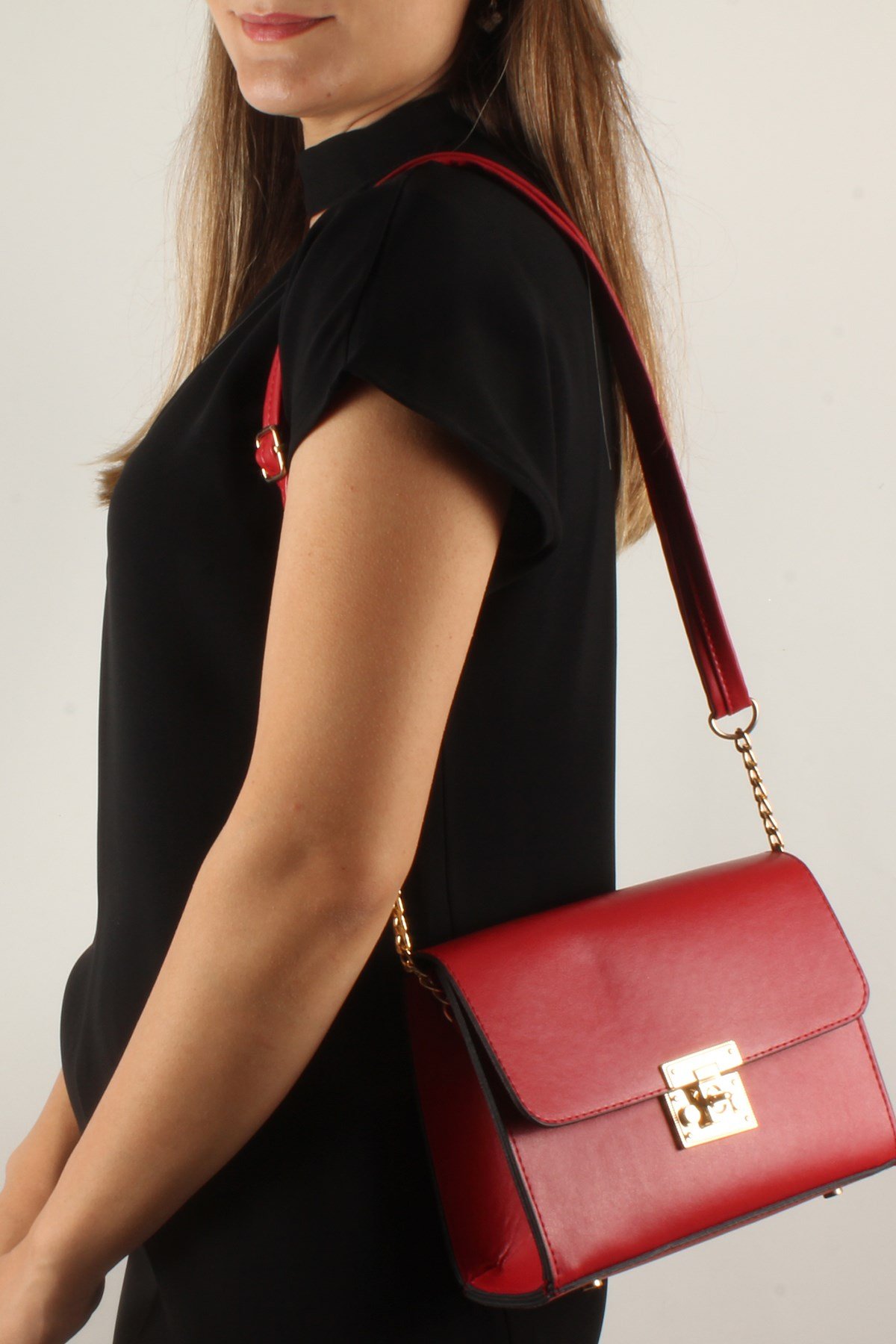 LWE20376-SLuwweLuwwe Bag'sKadın Yarı Zincir Askılı Cepli Omuz Çantası (20376)