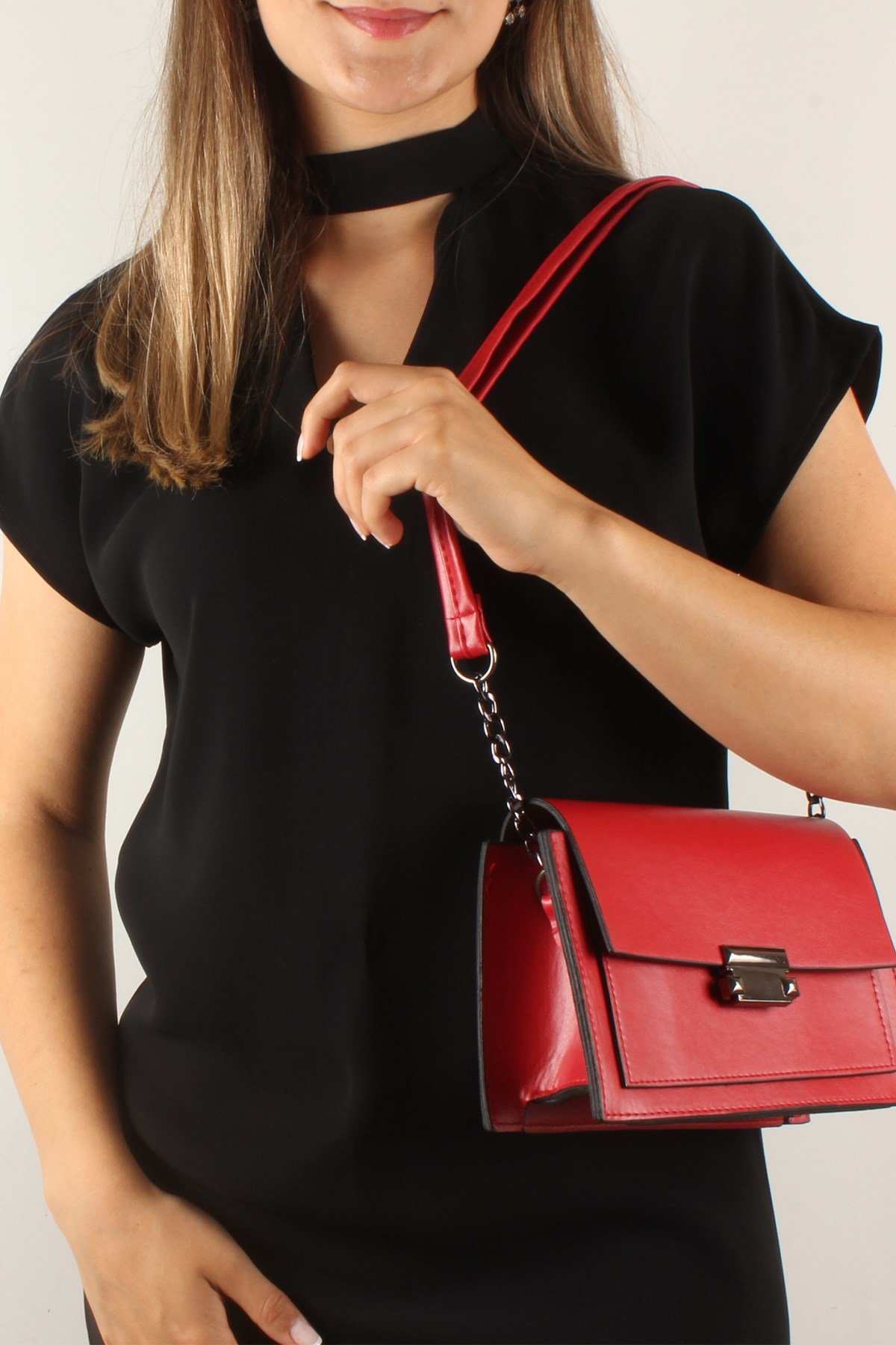 LWE20375-SLuwweLuwwe Bag'sKadın Yarı Zincir Askılı Midi Omuz Çantası (20375)