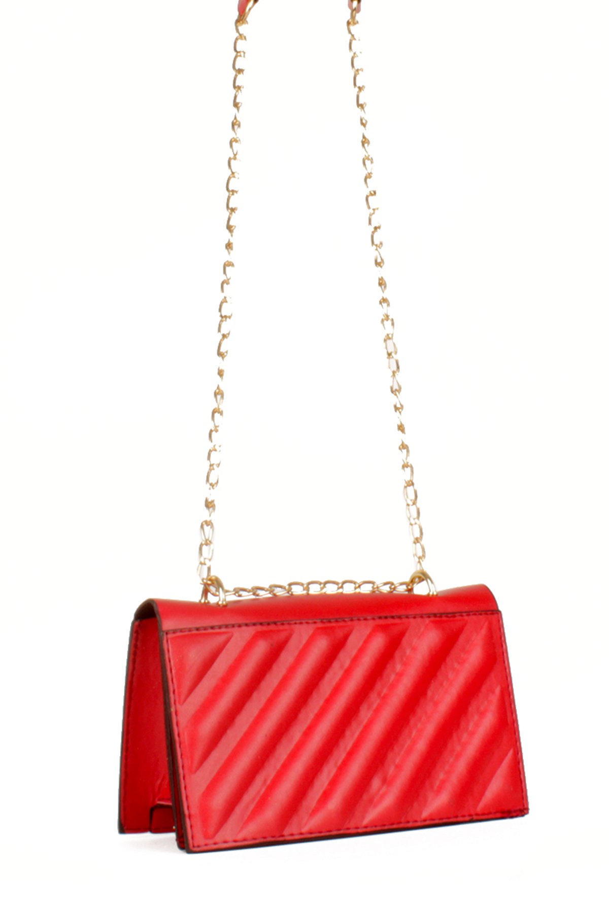 LWE20536-STalhaLuwwe Bag'sKadın Yarı Zincir Askılı Şerit Detaylı Omuz Çantası (20536)