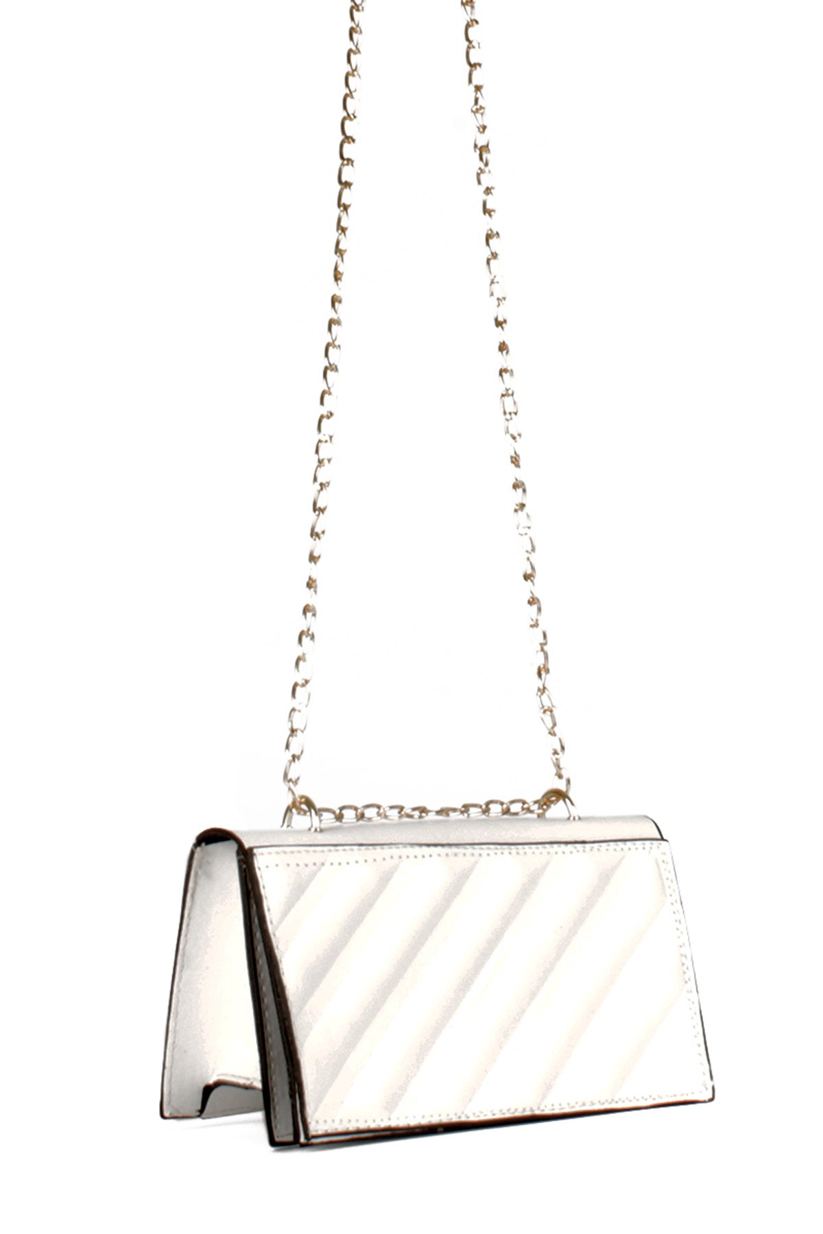 LWE20536-STalhaLuwwe Bag'sKadın Yarı Zincir Askılı Şerit Detaylı Omuz Çantası (20536)