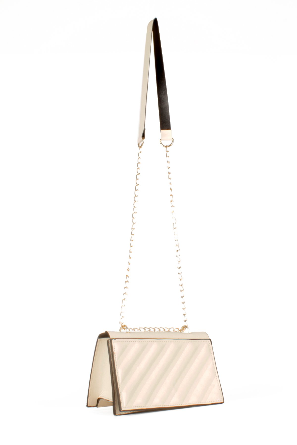 LWE20536-STalhaLuwwe Bag'sKadın Yarı Zincir Askılı Şerit Detaylı Omuz Çantası (20536)