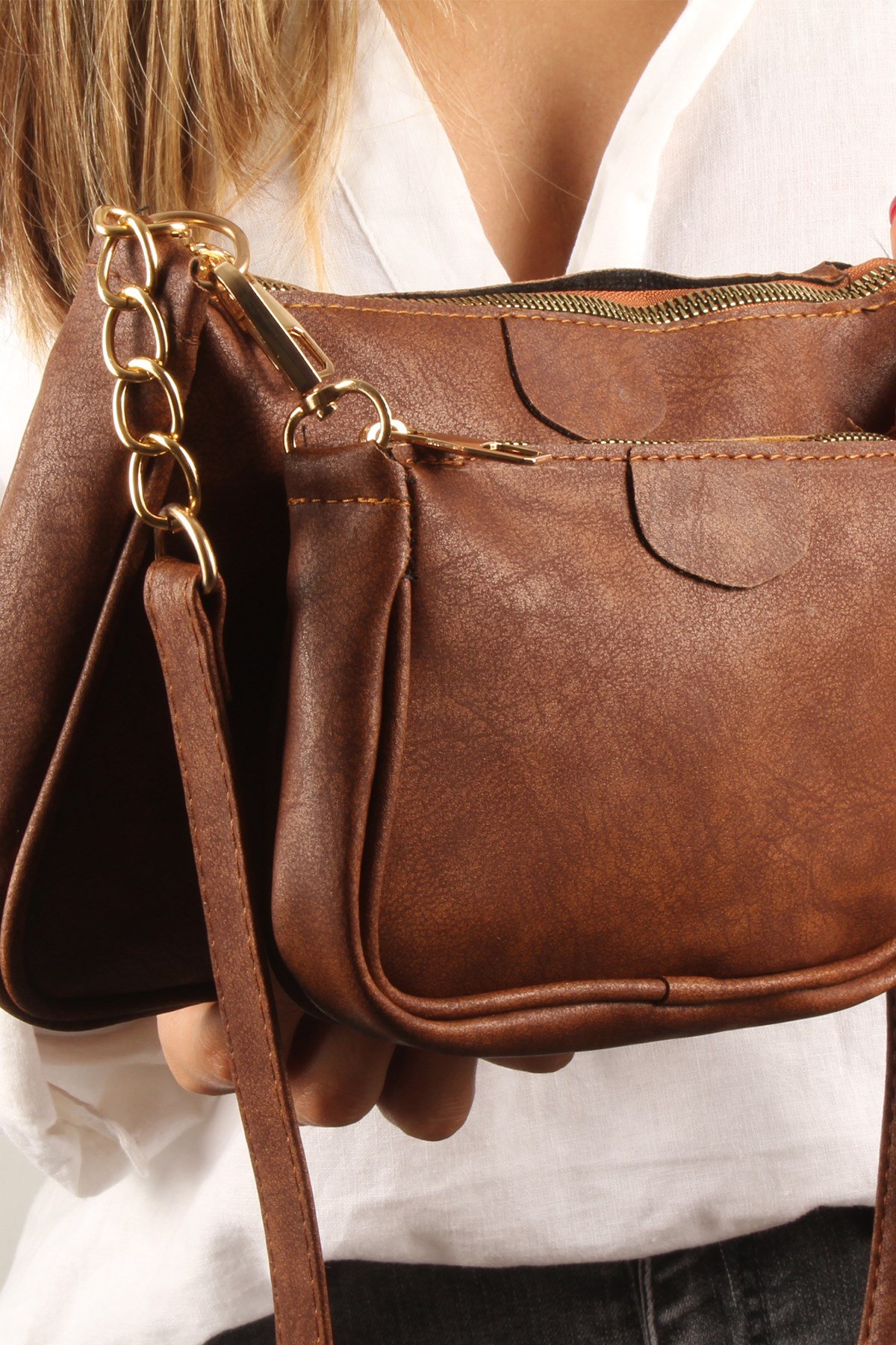 LWE20394-SLuwweLuwwe Bag'sKadın Yavrulu-Çiftli Baget Omuz Çantası (20394)