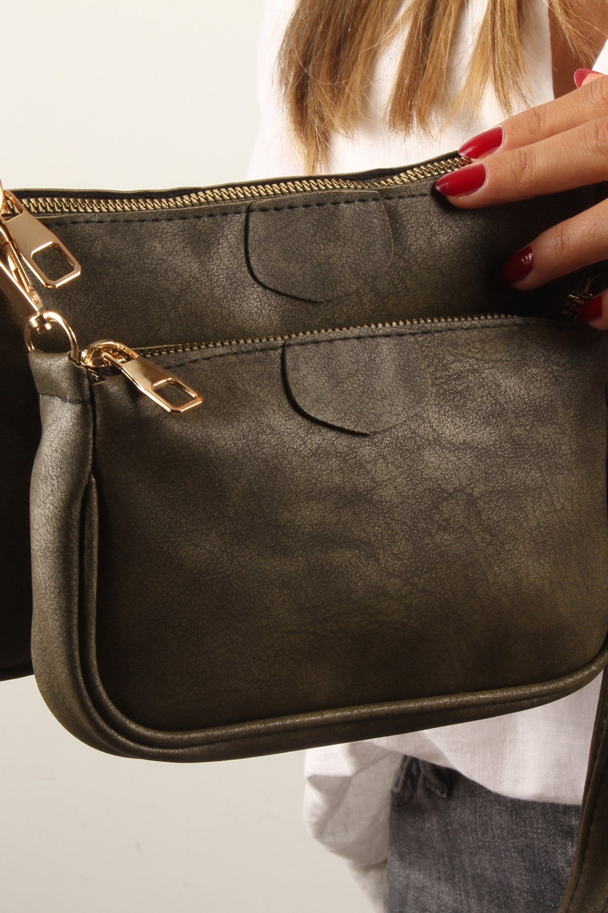 LWE20394-SLuwweLuwwe Bag'sKadın Yavrulu-Çiftli Baget Omuz Çantası (20394)