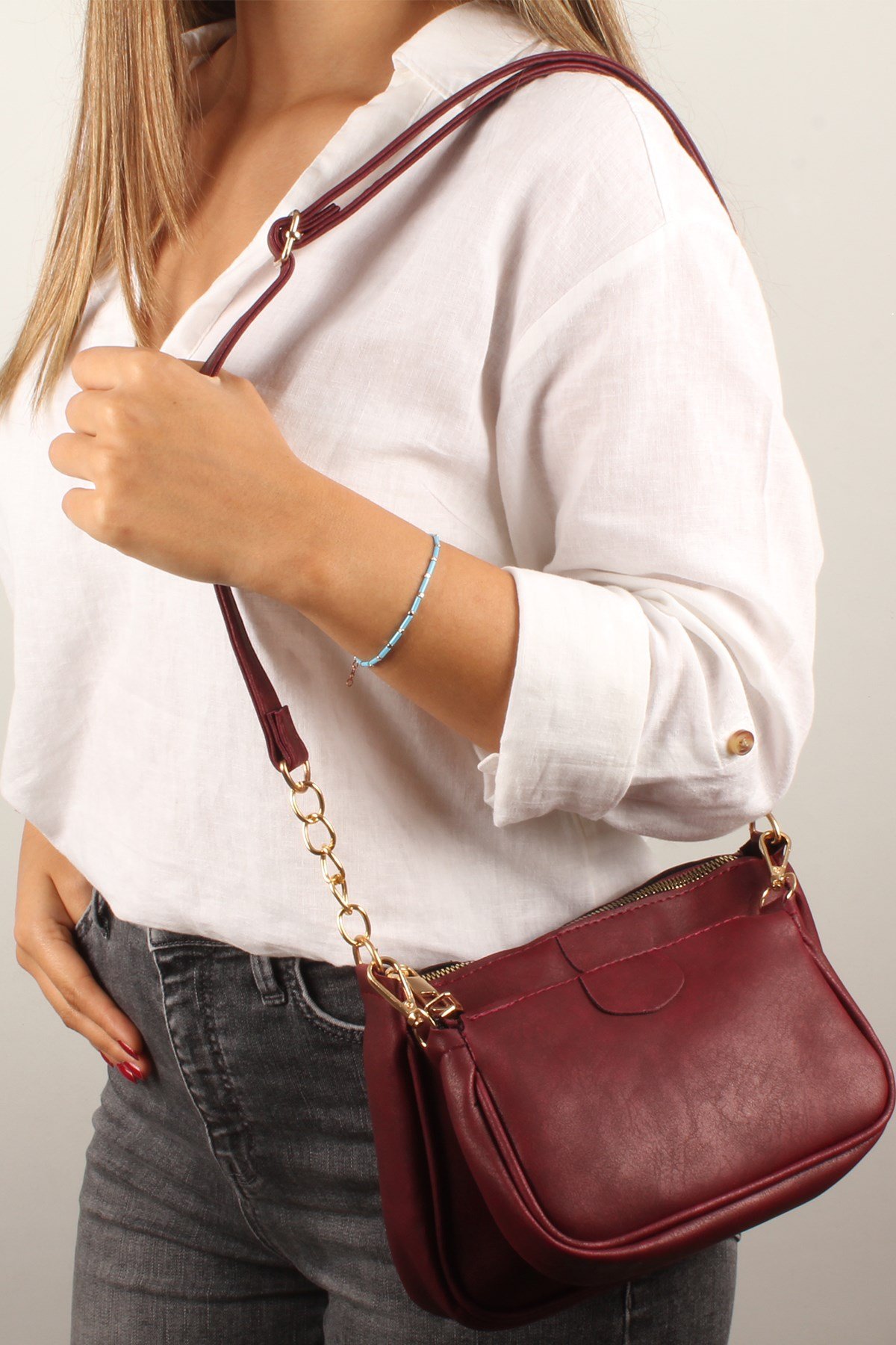 LWE20394-SLuwweLuwwe Bag'sKadın Yavrulu-Çiftli Baget Omuz Çantası (20394)