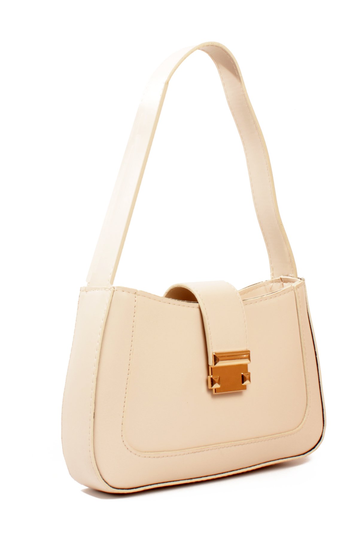 LWE1811-SyhTalhaLuwwe Bag'sKadın Yumuşak Doku Kemer Kapak Detayı Fermuarlı Kapama Kararmaz Aksesuarlı Baget Omuz Çantası (1811)