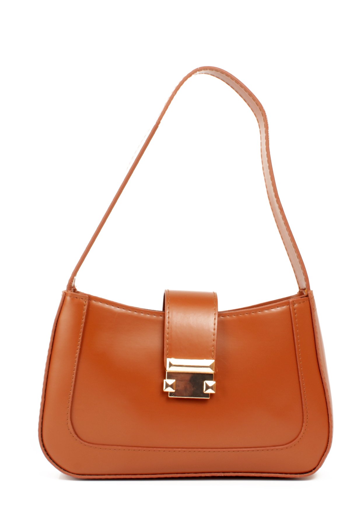 LWE1811-SyhTalhaLuwwe Bag'sKadın Yumuşak Doku Kemer Kapak Detayı Fermuarlı Kapama Kararmaz Aksesuarlı Baget Omuz Çantası (1811)