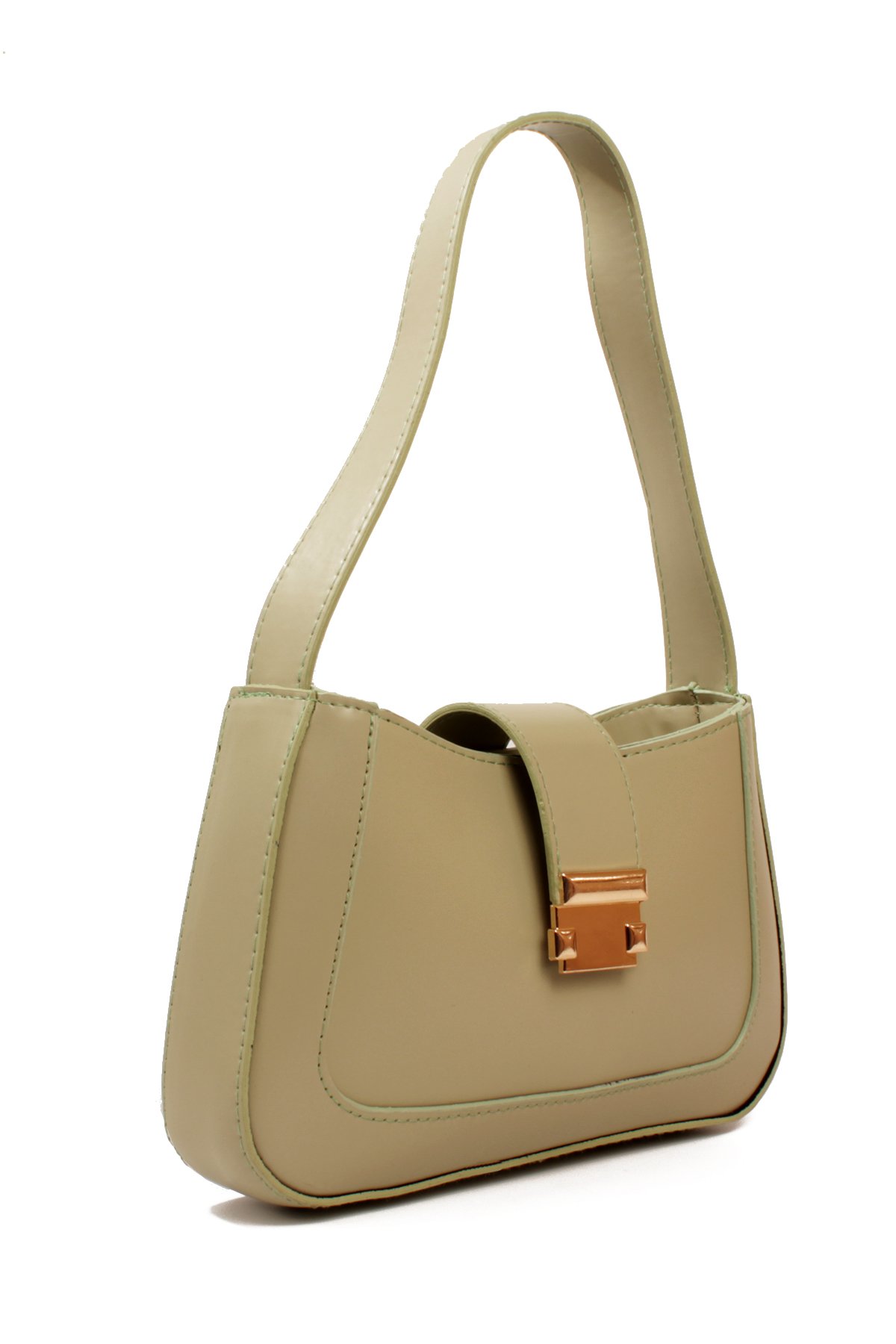 LWE1811-SyhTalhaLuwwe Bag'sKadın Yumuşak Doku Kemer Kapak Detayı Fermuarlı Kapama Kararmaz Aksesuarlı Baget Omuz Çantası (1811)