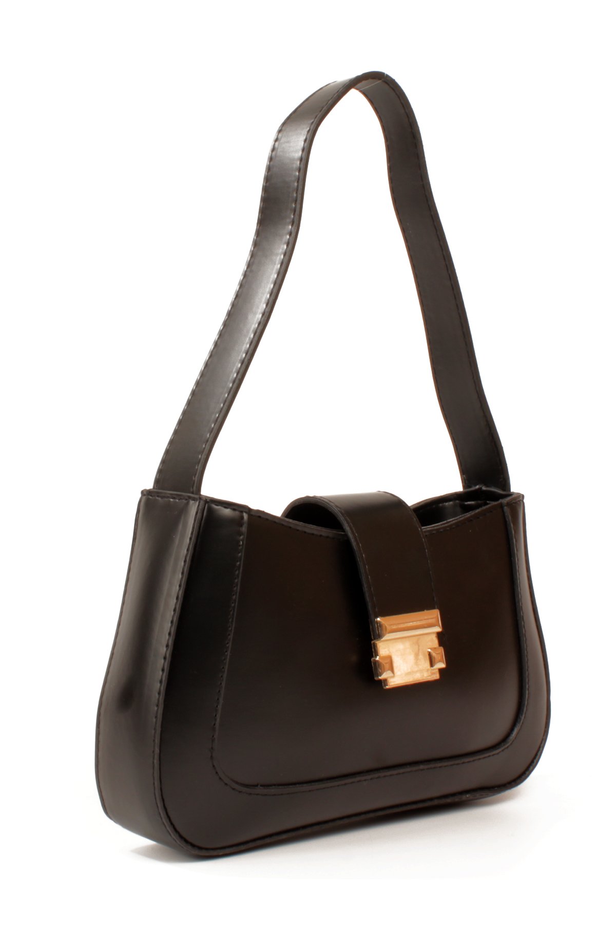 LWE1811-SyhTalhaLuwwe Bag'sKadın Yumuşak Doku Kemer Kapak Detayı Fermuarlı Kapama Kararmaz Aksesuarlı Baget Omuz Çantası (1811)