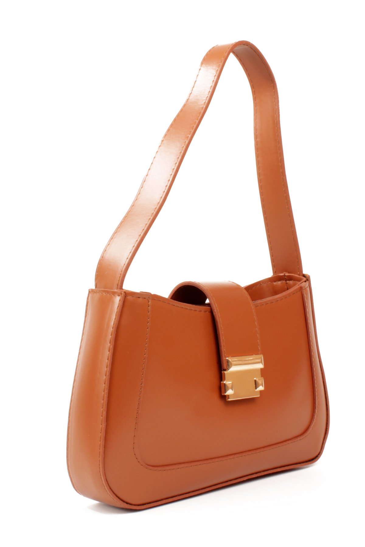 LWE1811-SyhTalhaLuwwe Bag'sKadın Yumuşak Doku Kemer Kapak Detayı Fermuarlı Kapama Kararmaz Aksesuarlı Baget Omuz Çantası (1811)