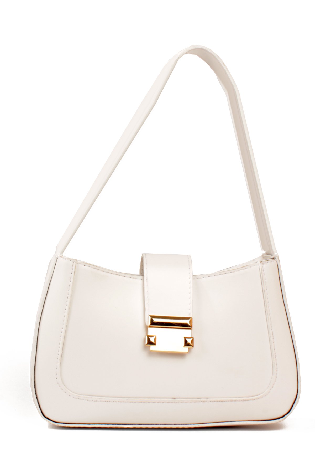 LWE1811-SyhTalhaLuwwe Bag'sKadın Yumuşak Doku Kemer Kapak Detayı Fermuarlı Kapama Kararmaz Aksesuarlı Baget Omuz Çantası (1811)