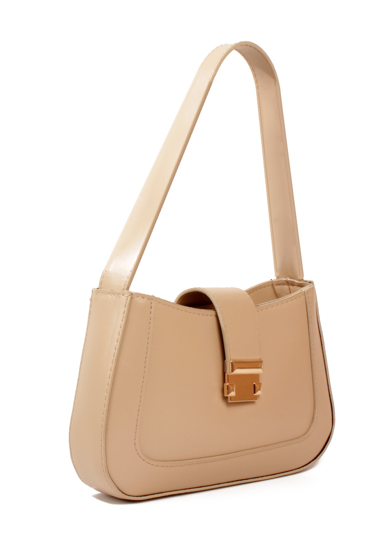 LWE1811-SyhTalhaLuwwe Bag'sKadın Yumuşak Doku Kemer Kapak Detayı Fermuarlı Kapama Kararmaz Aksesuarlı Baget Omuz Çantası (1811)