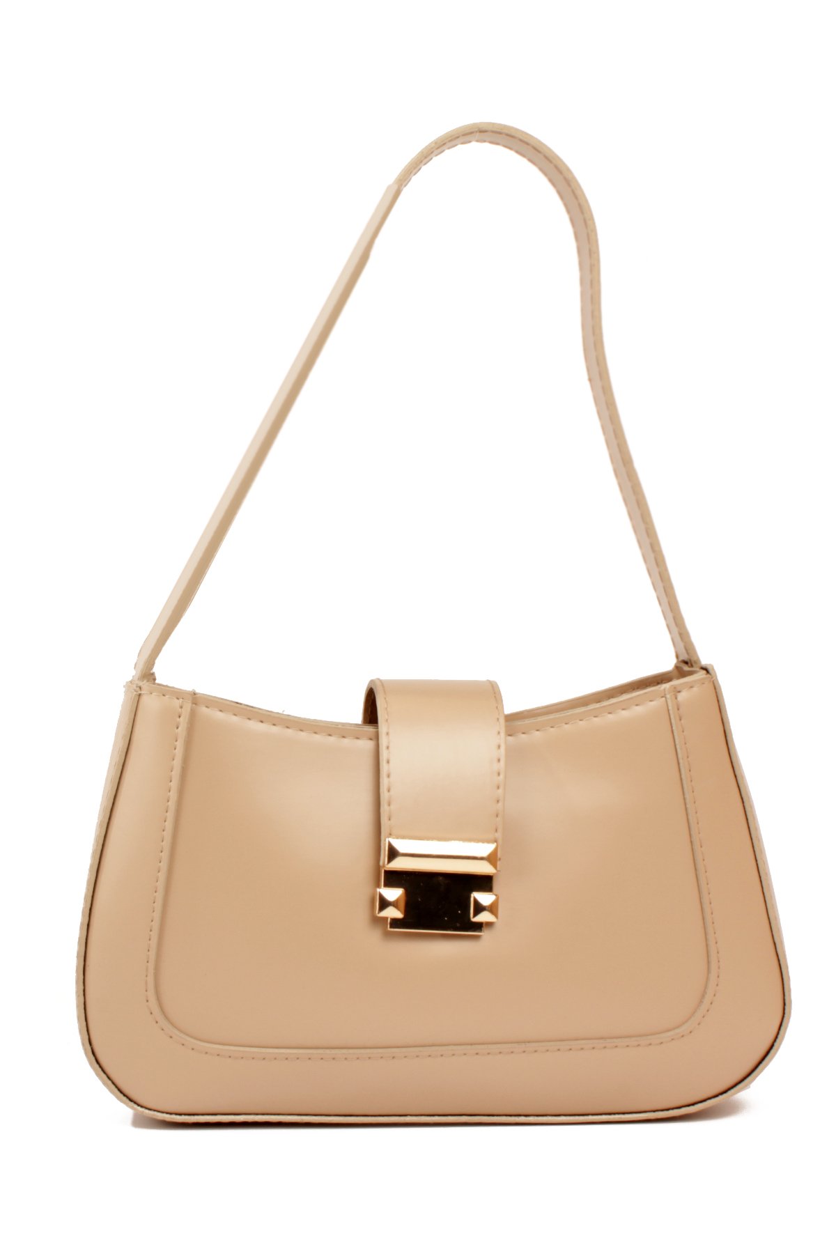 LWE1811-SyhTalhaLuwwe Bag'sKadın Yumuşak Doku Kemer Kapak Detayı Fermuarlı Kapama Kararmaz Aksesuarlı Baget Omuz Çantası (1811)