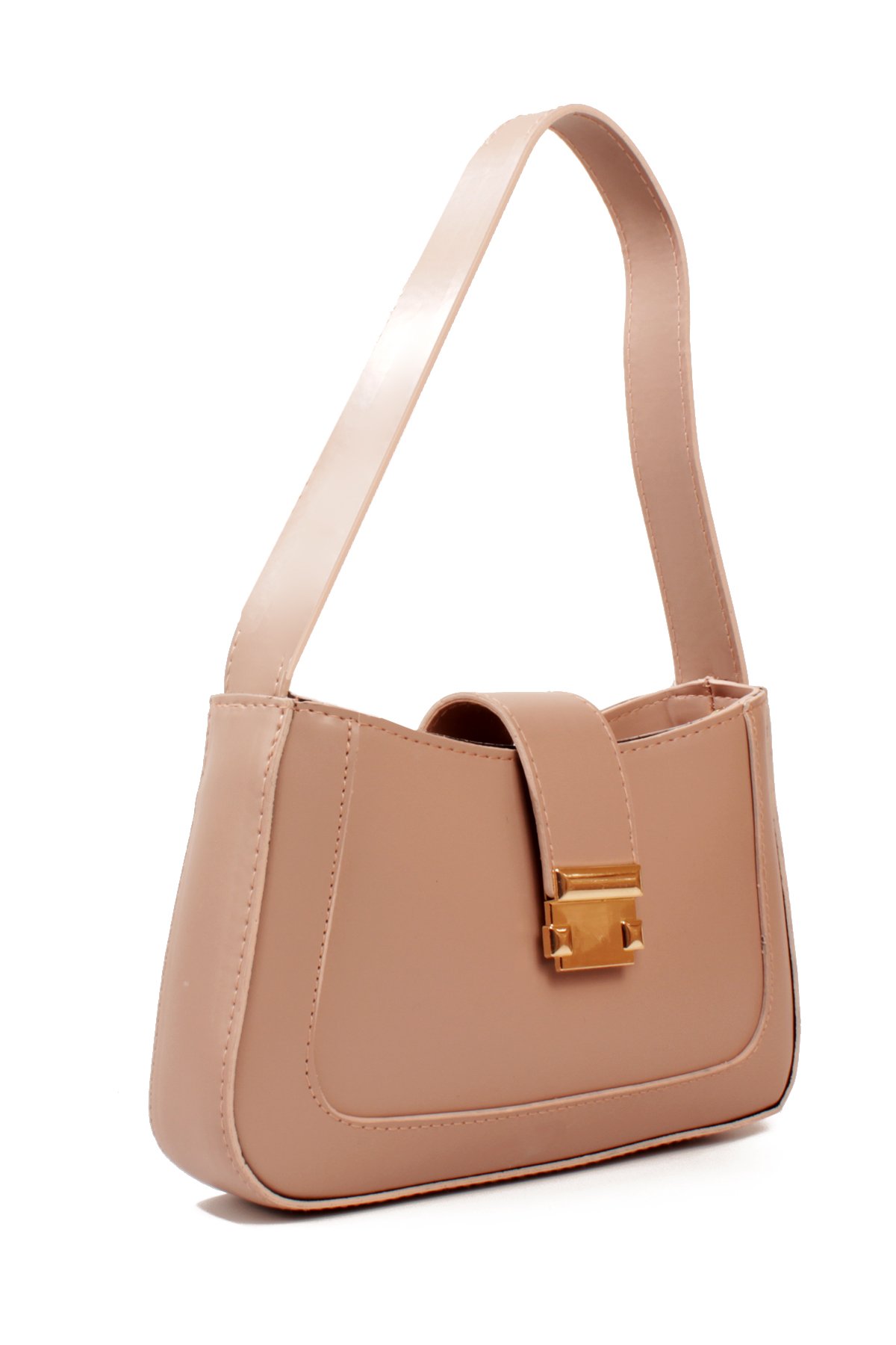 LWE1811-SyhTalhaLuwwe Bag'sKadın Yumuşak Doku Kemer Kapak Detayı Fermuarlı Kapama Kararmaz Aksesuarlı Baget Omuz Çantası (1811)