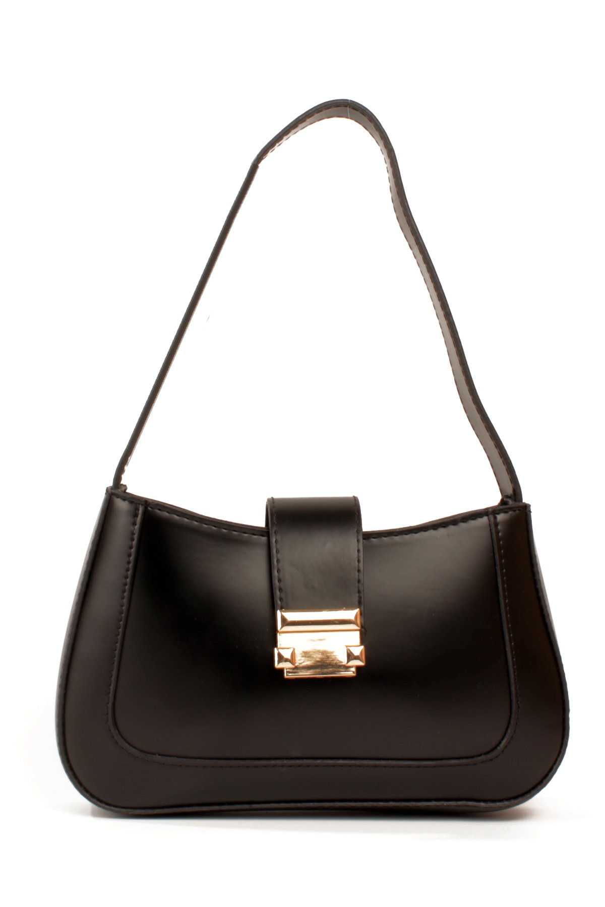 LWE1811-SyhTalhaLuwwe Bag'sKadın Yumuşak Doku Kemer Kapak Detayı Fermuarlı Kapama Kararmaz Aksesuarlı Baget Omuz Çantası (1811)