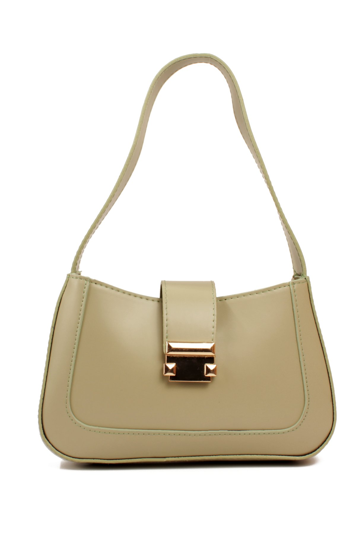 LWE1811-SyhTalhaLuwwe Bag'sKadın Yumuşak Doku Kemer Kapak Detayı Fermuarlı Kapama Kararmaz Aksesuarlı Baget Omuz Çantası (1811)