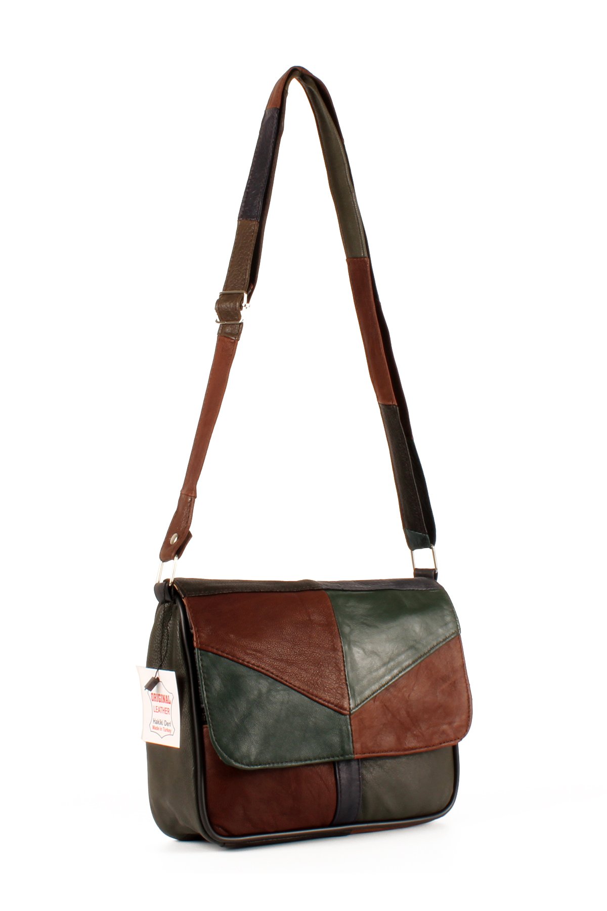 LWE1406-SLuwweLuwwe Bag'sKadın Yumuşak Hakiki Deri Parçalı ve Renkli Omuz Çantası (1406)