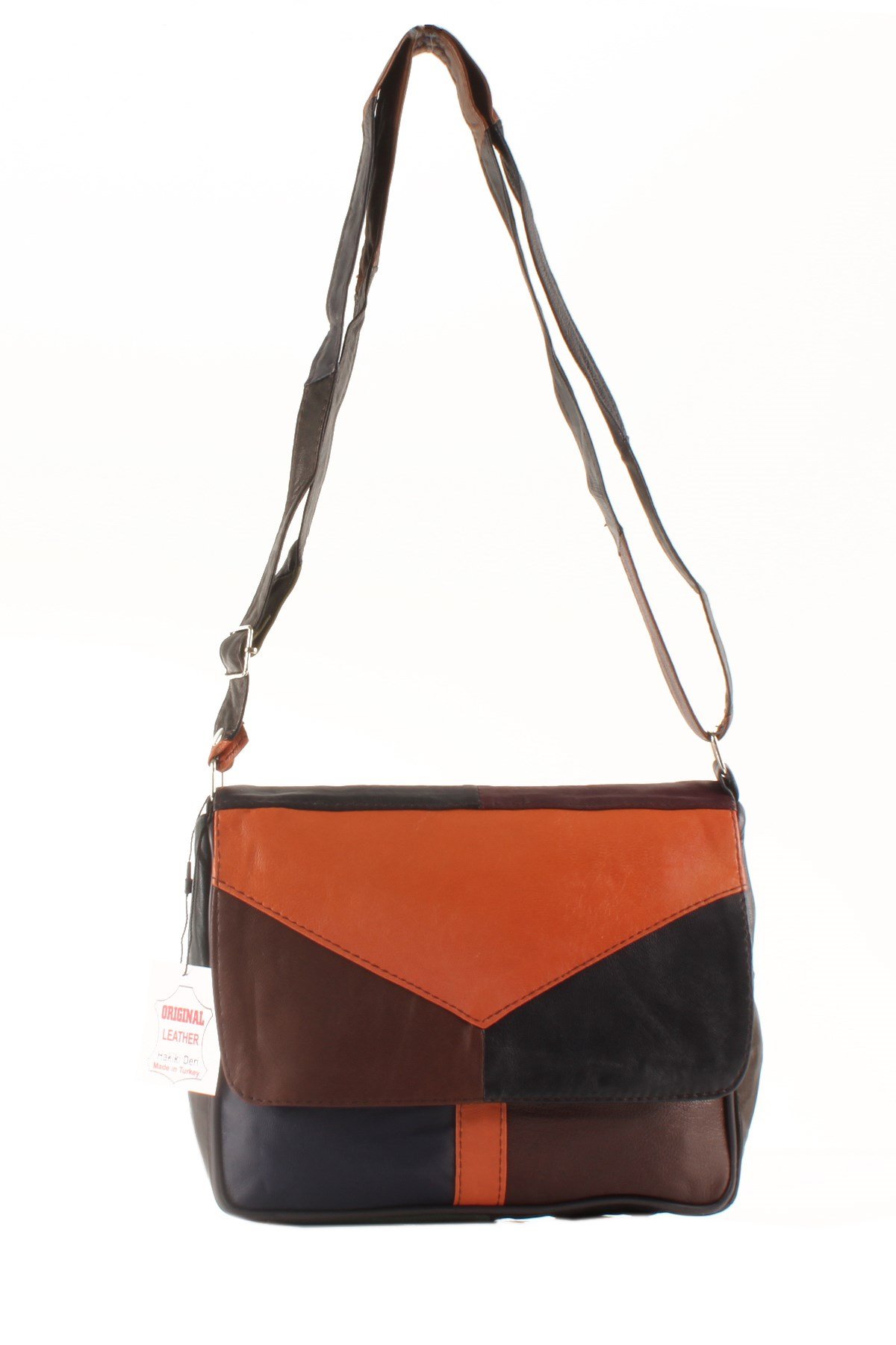 LWE1403-SLuwweLuwwe Bag'sKadın Yumuşak Hakiki Deri Parçalı ve Renkli Omuz Çantası (1403)