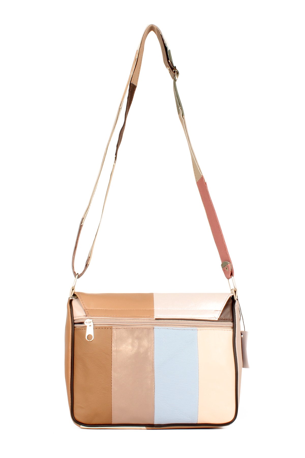 LWE1406-SLuwweLuwwe Bag'sKadın Yumuşak Hakiki Deri Parçalı ve Renkli Omuz Çantası (1406)