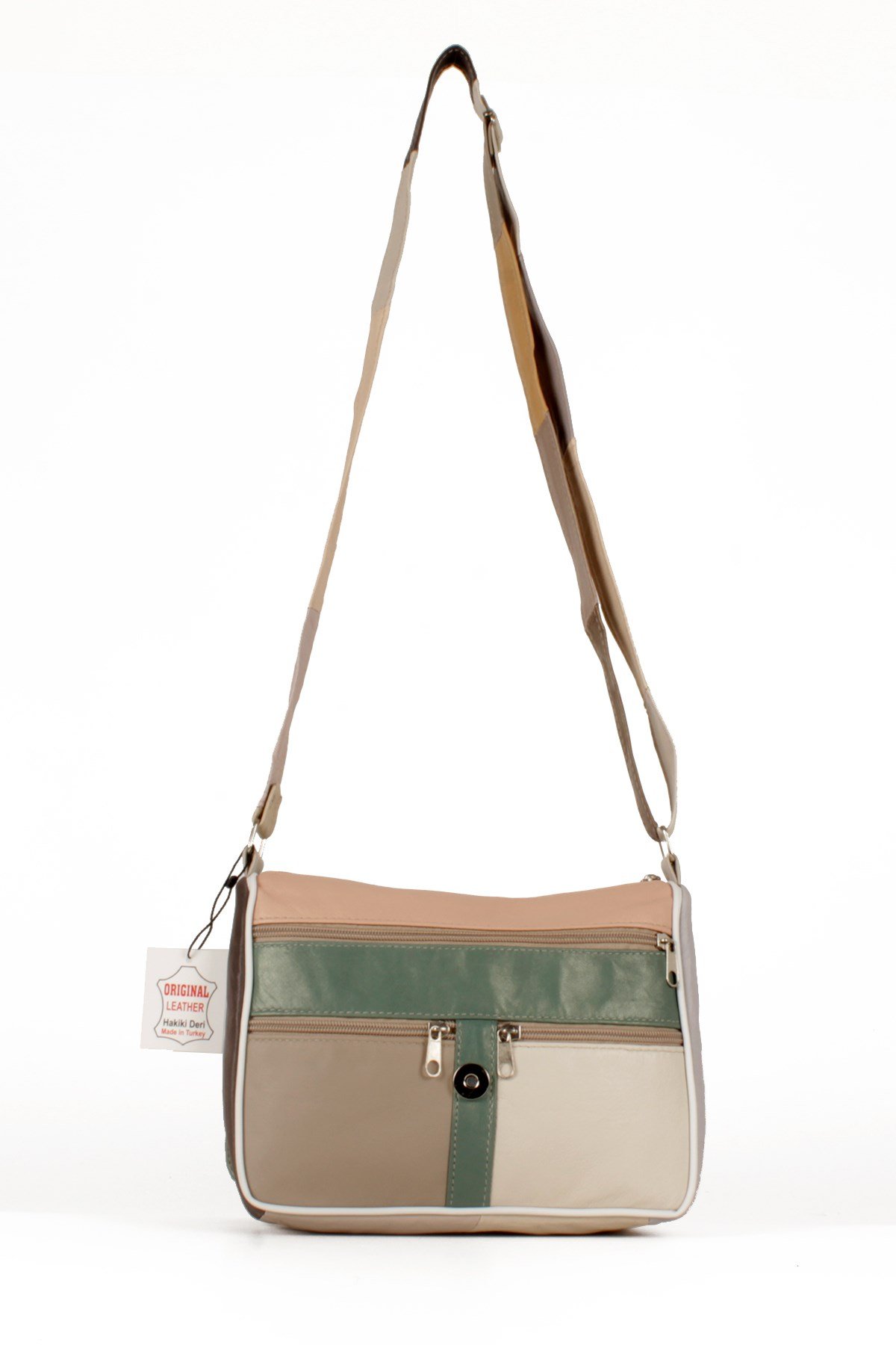 LWE1406-SLuwweLuwwe Bag'sKadın Yumuşak Hakiki Deri Parçalı ve Renkli Omuz Çantası (1406)