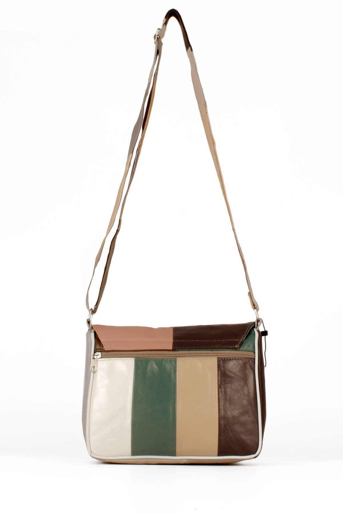 LWE1406-SLuwweLuwwe Bag'sKadın Yumuşak Hakiki Deri Parçalı ve Renkli Omuz Çantası (1406)