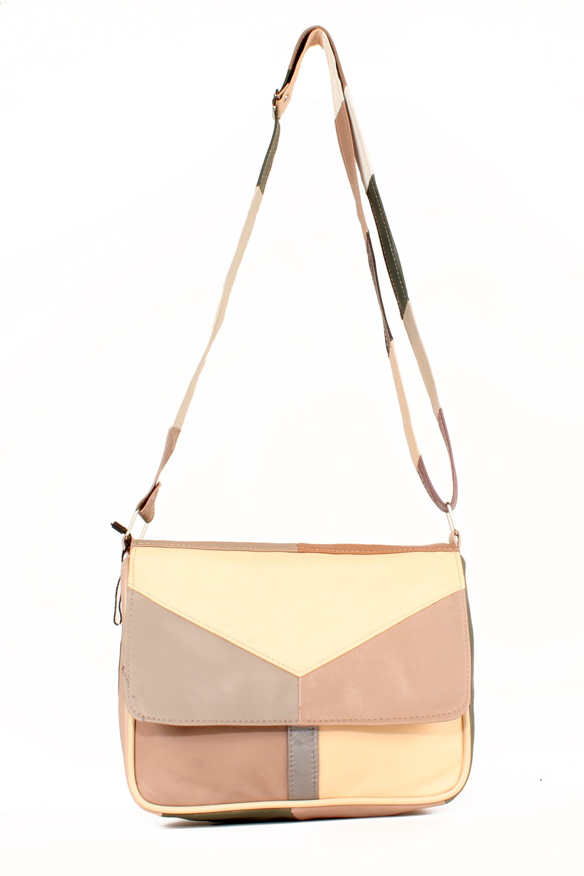 LWE1406-SLuwweLuwwe Bag'sKadın Yumuşak Hakiki Deri Parçalı ve Renkli Omuz Çantası (1406)