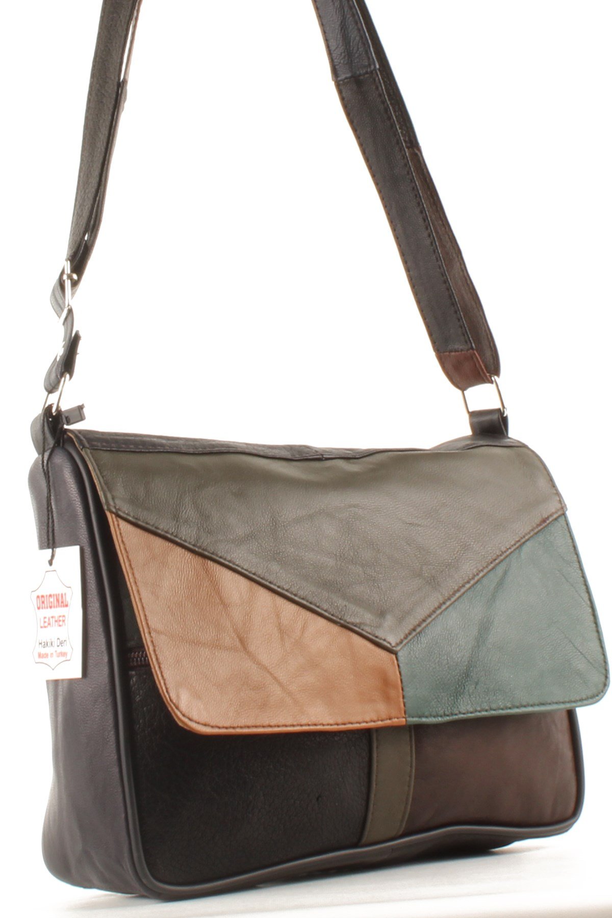 LWE1403-SLuwweLuwwe Bag'sKadın Yumuşak Hakiki Deri Parçalı ve Renkli Omuz Çantası (1403)