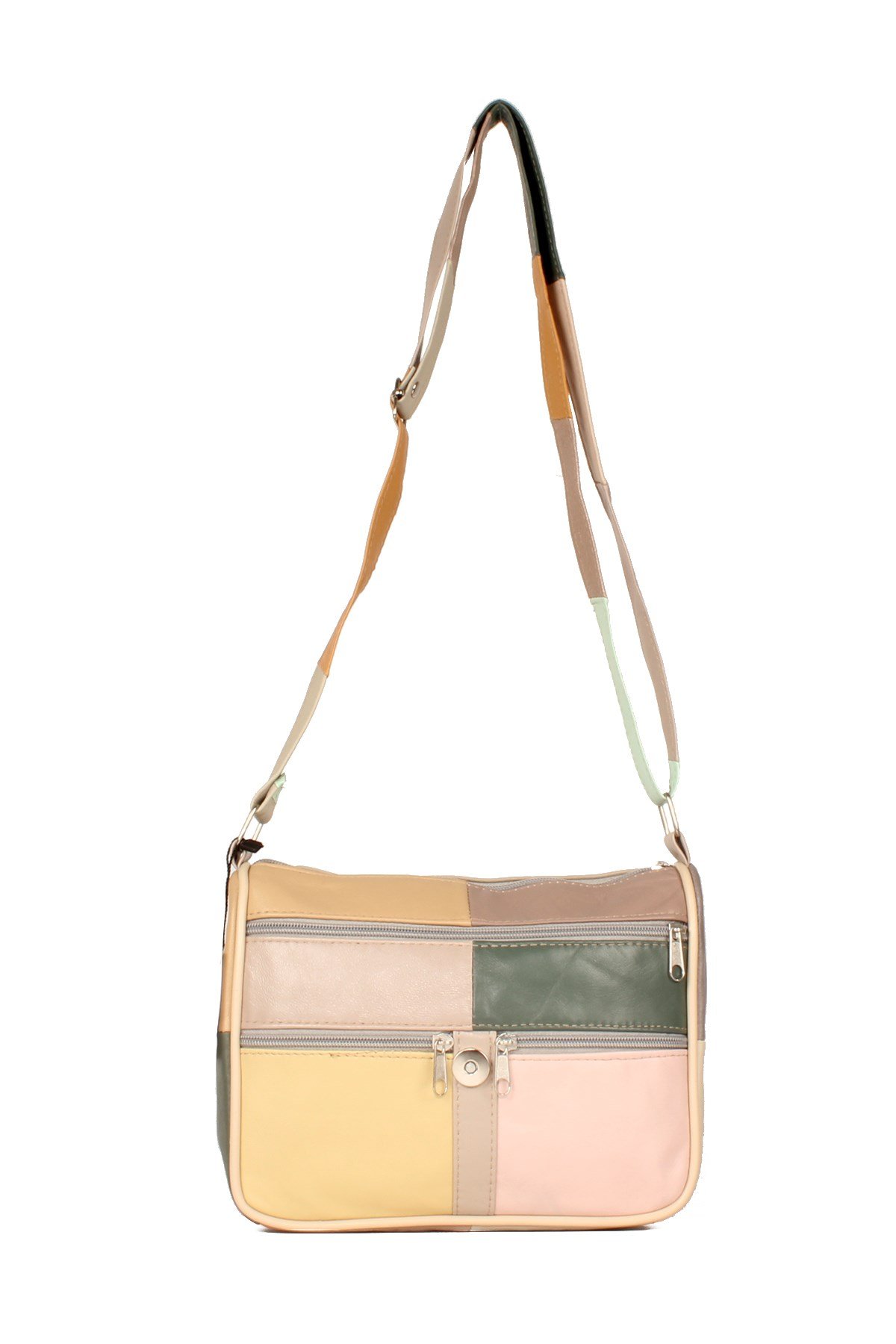 LWE1406-SLuwweLuwwe Bag'sKadın Yumuşak Hakiki Deri Parçalı ve Renkli Omuz Çantası (1406)