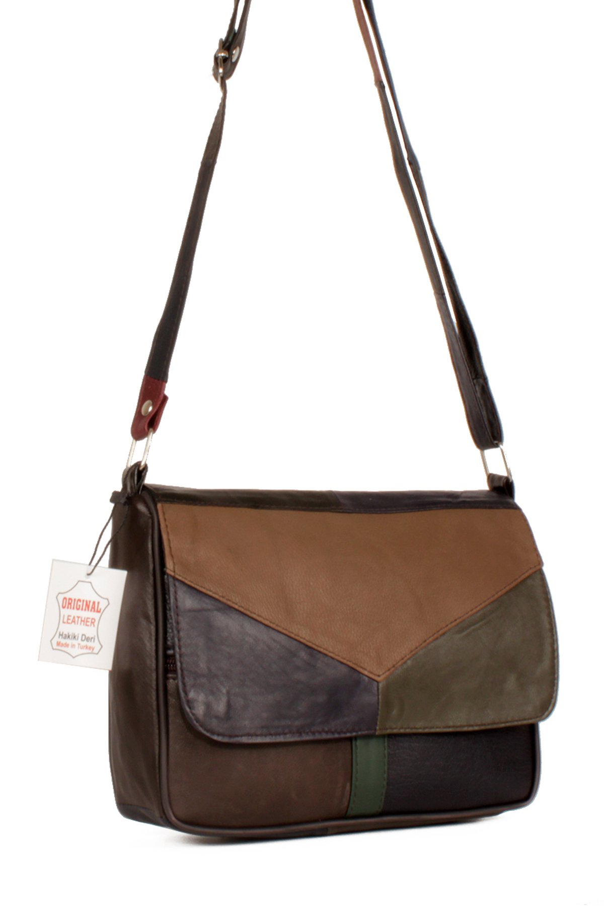 LWE1406-SLuwweLuwwe Bag'sKadın Yumuşak Hakiki Deri Parçalı ve Renkli Omuz Çantası (1406)