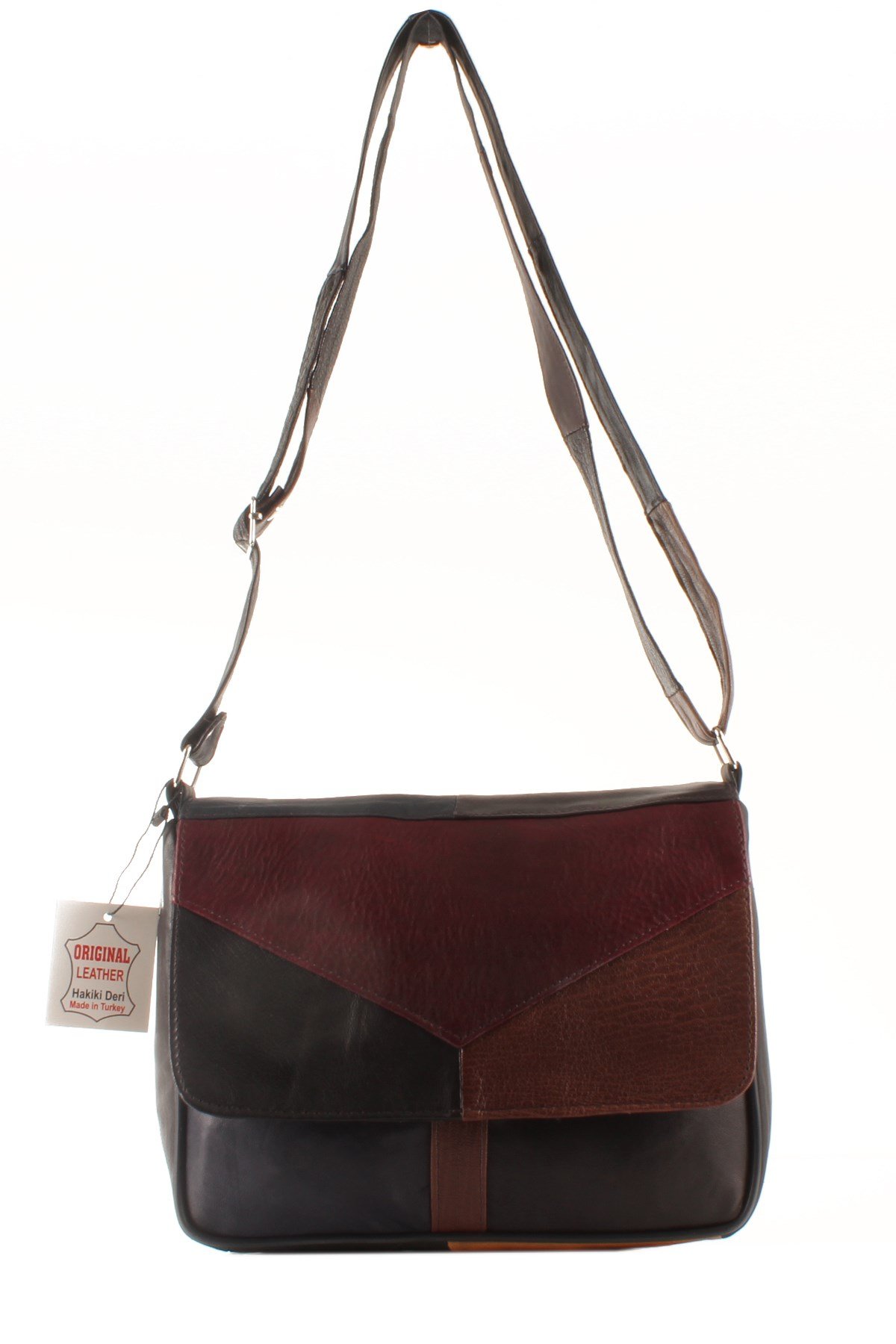 LWE1403-SLuwweLuwwe Bag'sKadın Yumuşak Hakiki Deri Parçalı ve Renkli Omuz Çantası (1403)