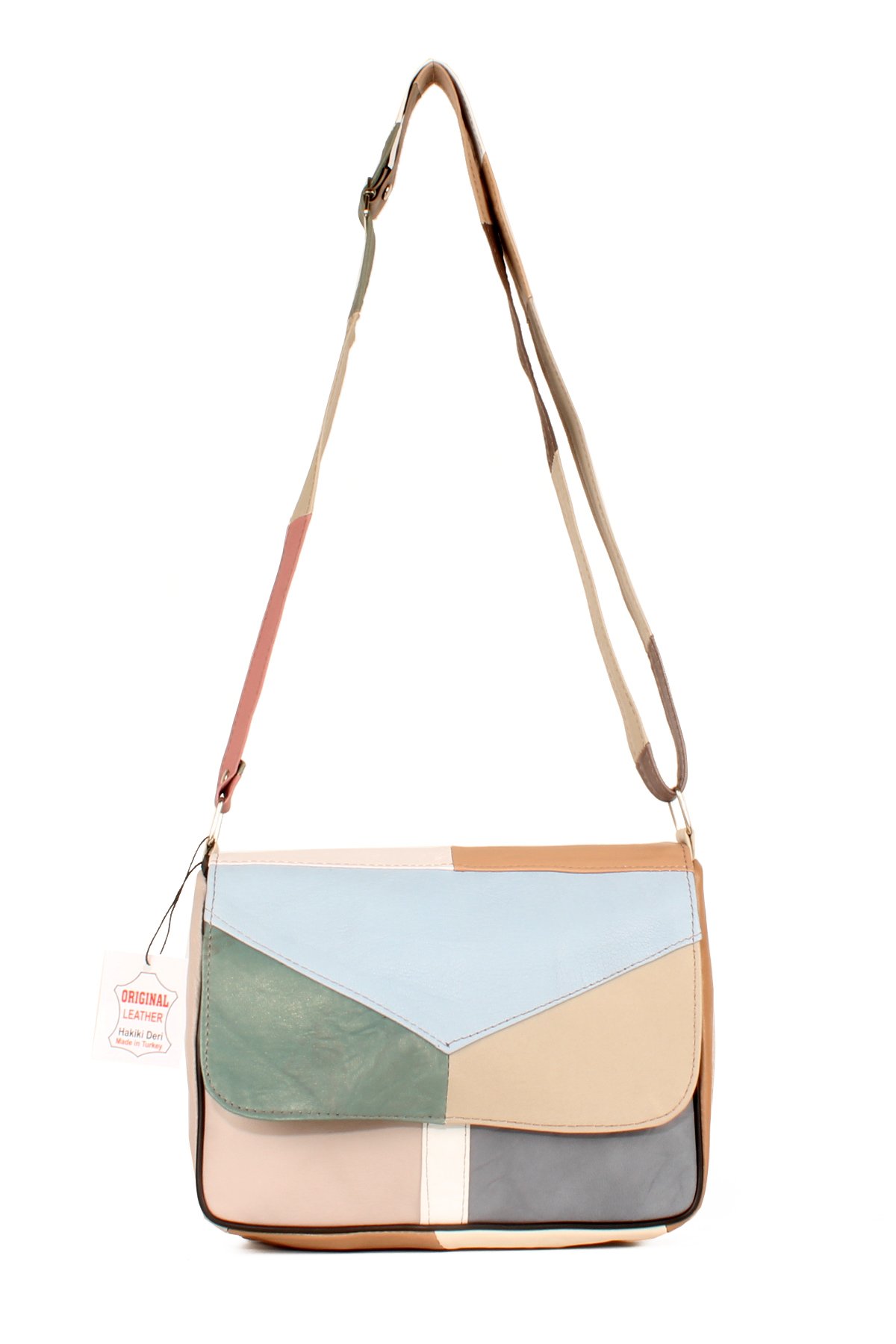 LWE1406-SLuwweLuwwe Bag'sKadın Yumuşak Hakiki Deri Parçalı ve Renkli Omuz Çantası (1406)