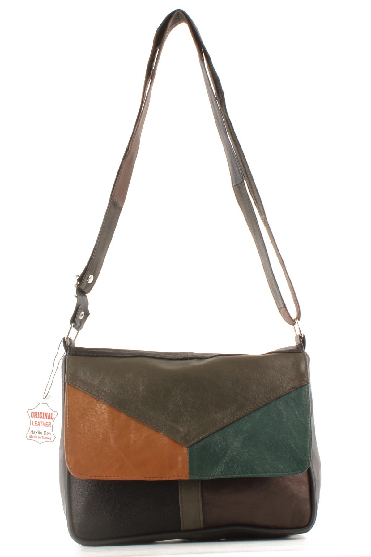 LWE1403-SLuwweLuwwe Bag'sKadın Yumuşak Hakiki Deri Parçalı ve Renkli Omuz Çantası (1403)