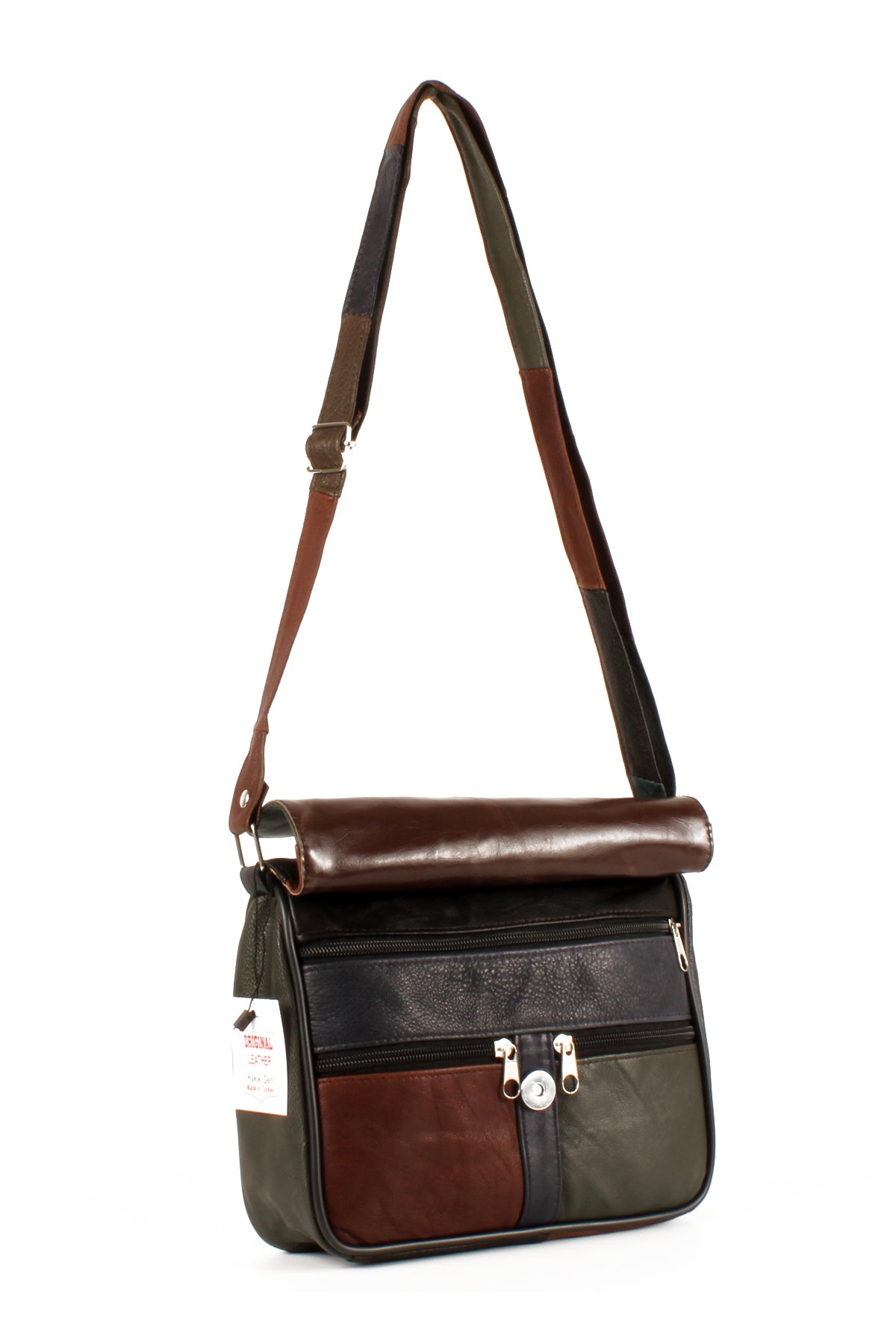 LWE1406-SLuwweLuwwe Bag'sKadın Yumuşak Hakiki Deri Parçalı ve Renkli Omuz Çantası (1406)