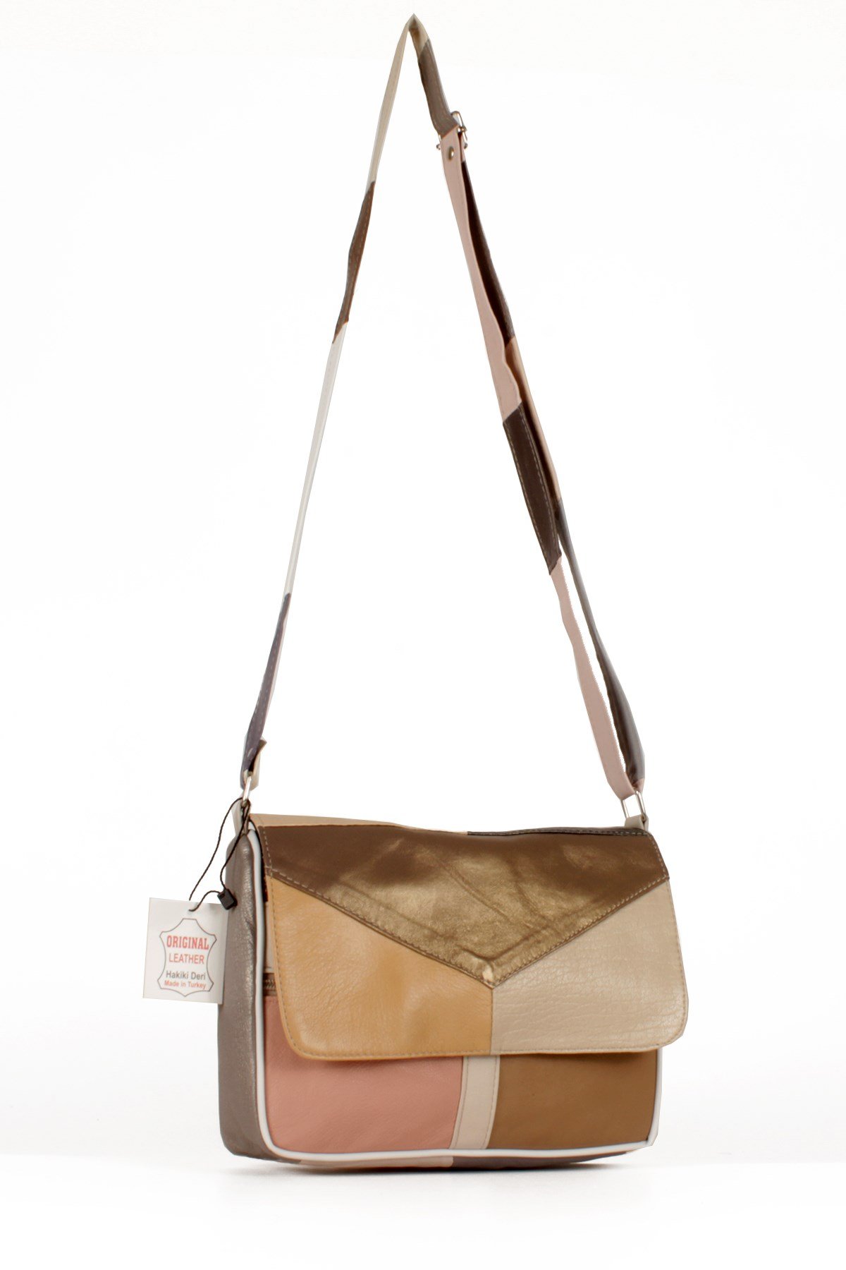 LWE1406-SLuwweLuwwe Bag'sKadın Yumuşak Hakiki Deri Parçalı ve Renkli Omuz Çantası (1406)