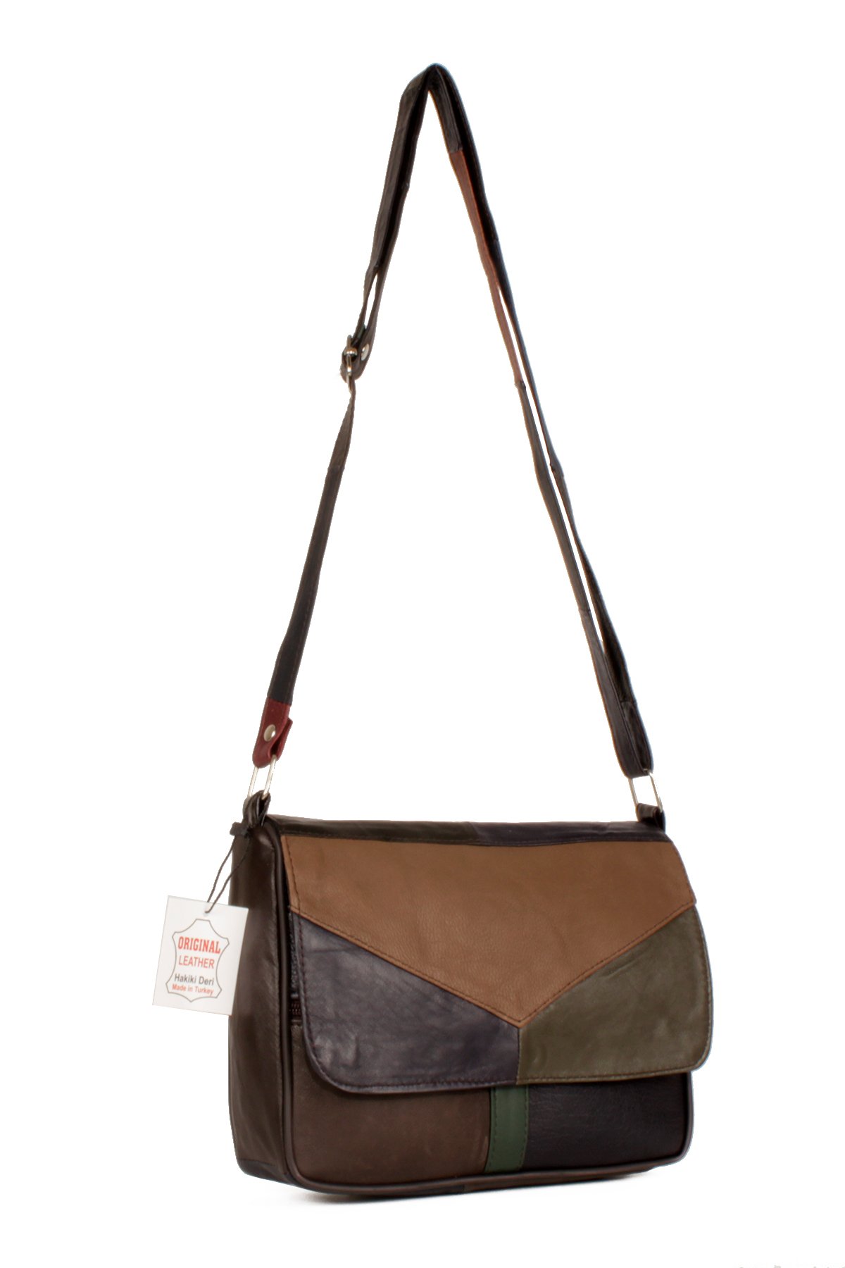 LWE1406-SLuwweLuwwe Bag'sKadın Yumuşak Hakiki Deri Parçalı ve Renkli Omuz Çantası (1406)