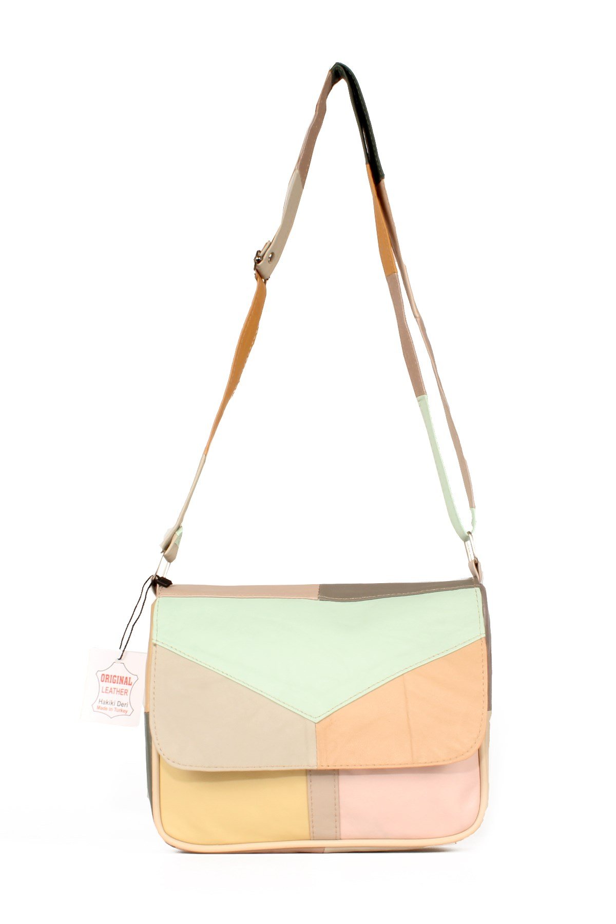 LWE1406-SLuwweLuwwe Bag'sKadın Yumuşak Hakiki Deri Parçalı ve Renkli Omuz Çantası (1406)