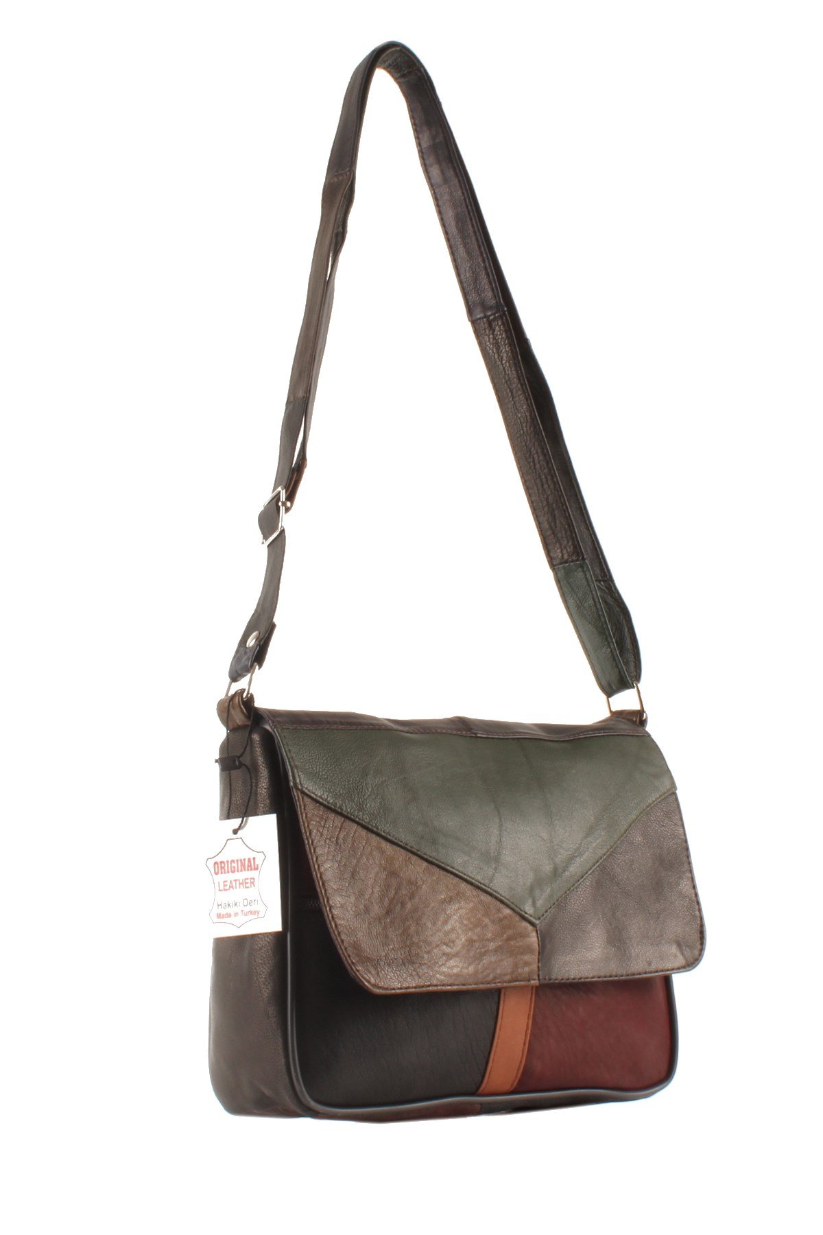 LWE1406-SLuwweLuwwe Bag'sKadın Yumuşak Hakiki Deri Parçalı ve Renkli Omuz Çantası (1406)