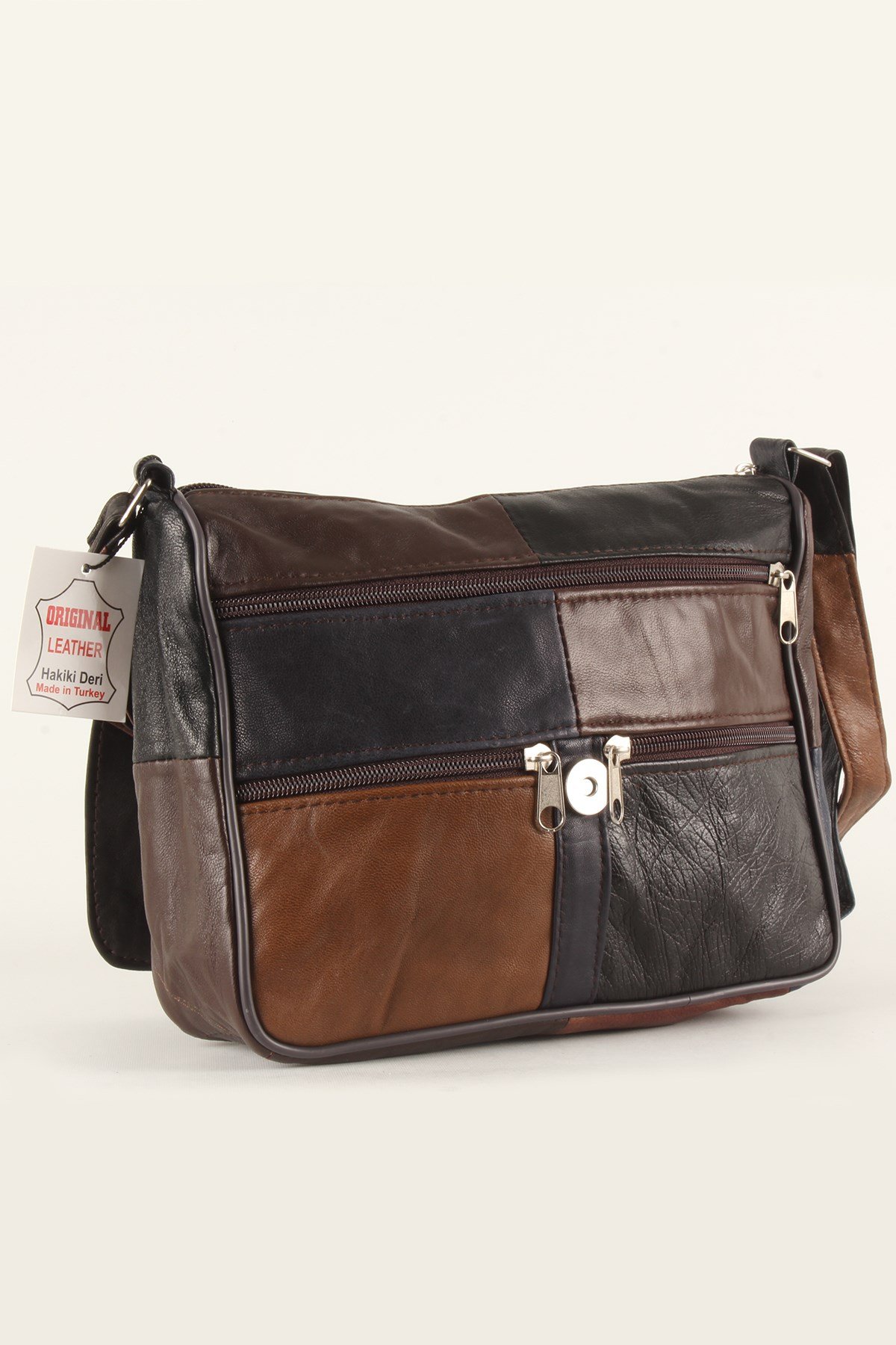 LWE1406-SLuwweLuwwe Bag'sKadın Yumuşak Hakiki Deri Parçalı ve Renkli Omuz Çantası (1406)