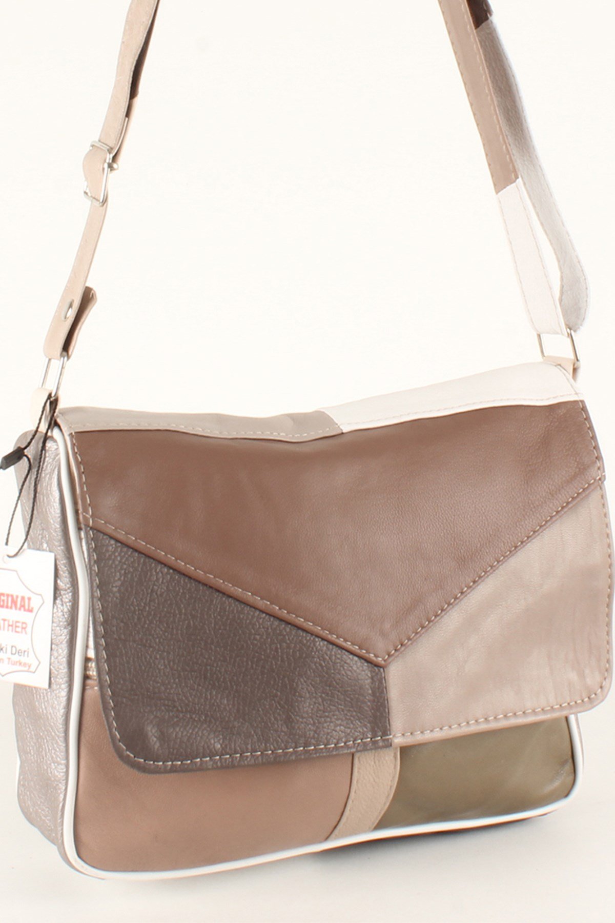 LWE1403-SLuwweLuwwe Bag'sKadın Yumuşak Hakiki Deri Parçalı ve Renkli Omuz Çantası (1403)