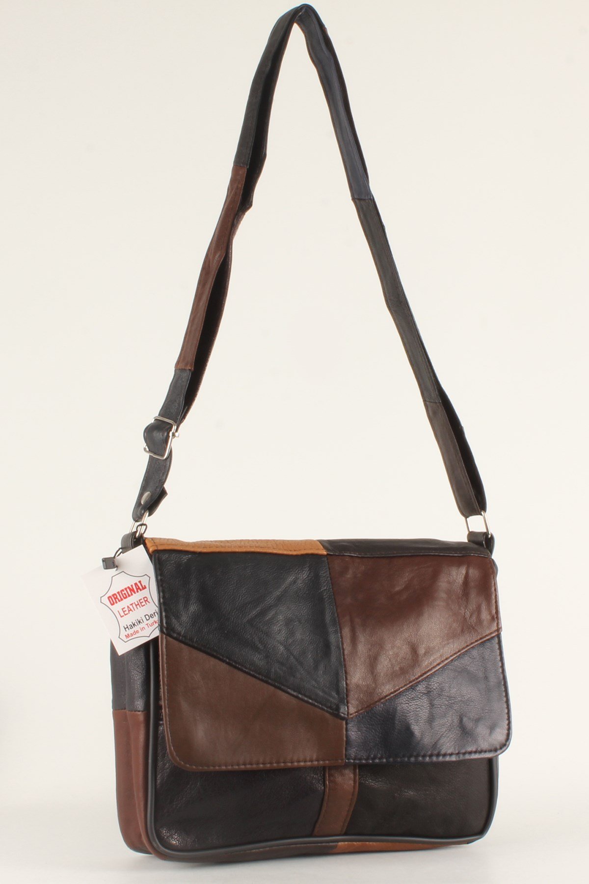 LWE1406-SLuwweLuwwe Bag'sKadın Yumuşak Hakiki Deri Parçalı ve Renkli Omuz Çantası (1406)