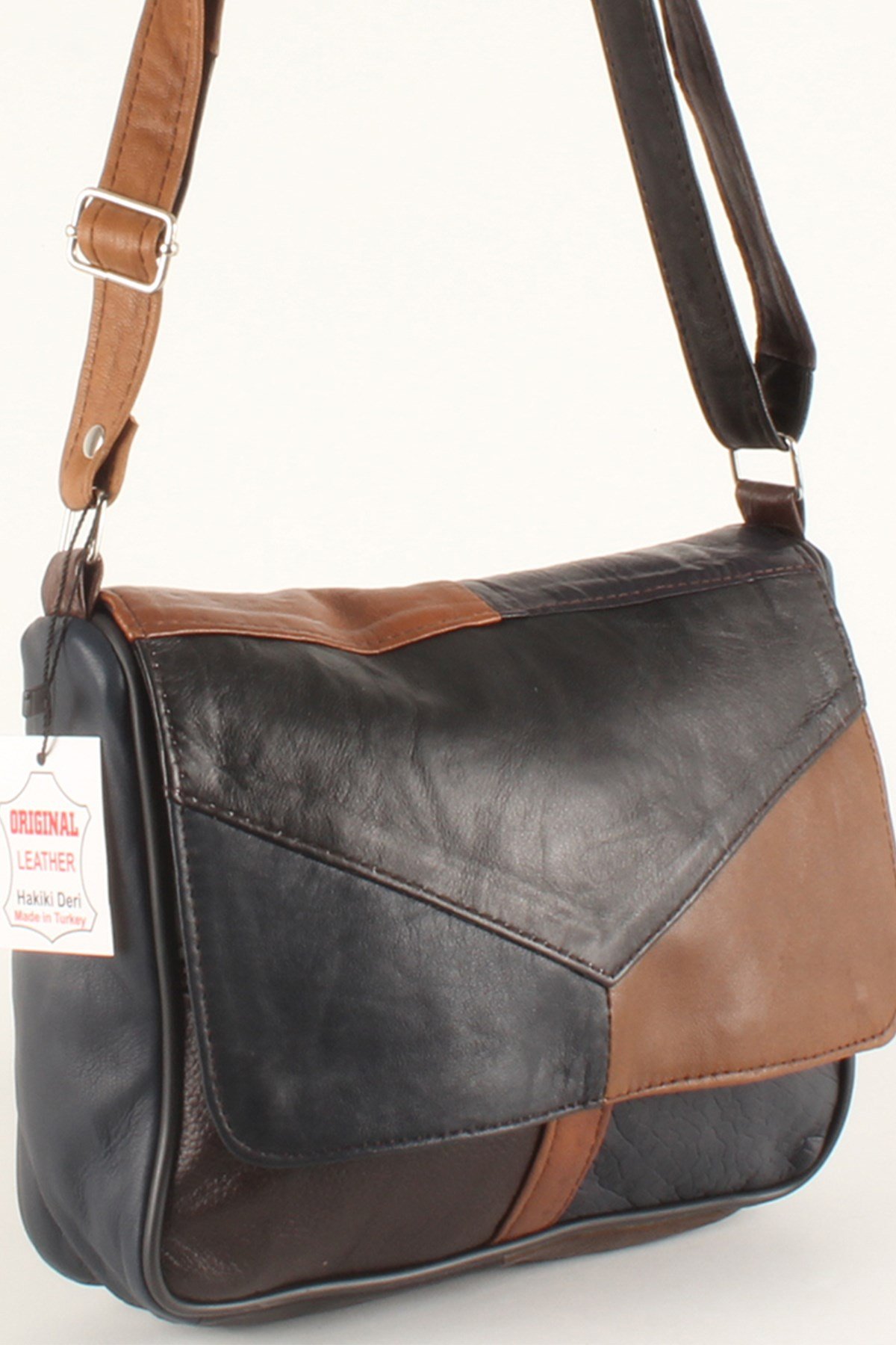 LWE1403-SLuwweLuwwe Bag'sKadın Yumuşak Hakiki Deri Parçalı ve Renkli Omuz Çantası (1403)