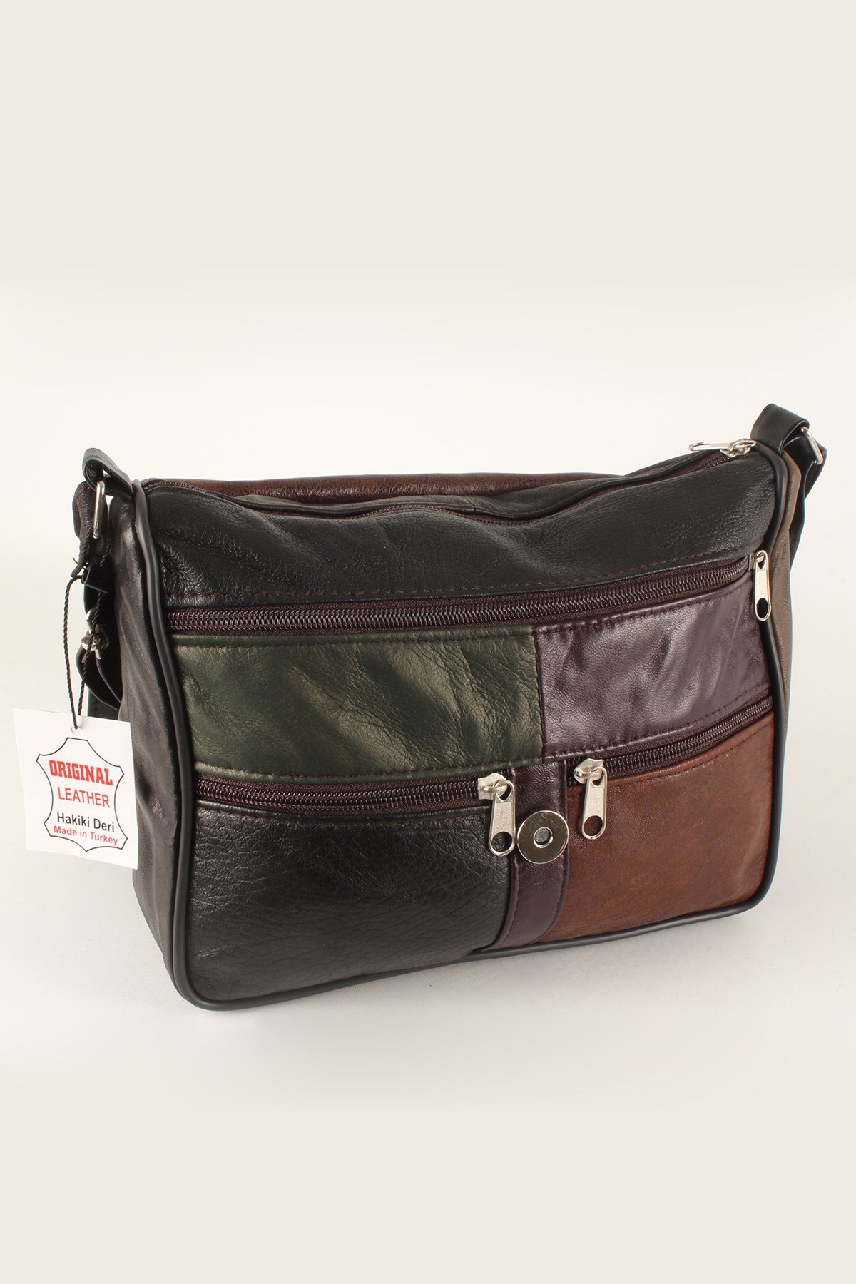 LWE1403-SLuwweLuwwe Bag'sKadın Yumuşak Hakiki Deri Parçalı ve Renkli Omuz Çantası (1403)