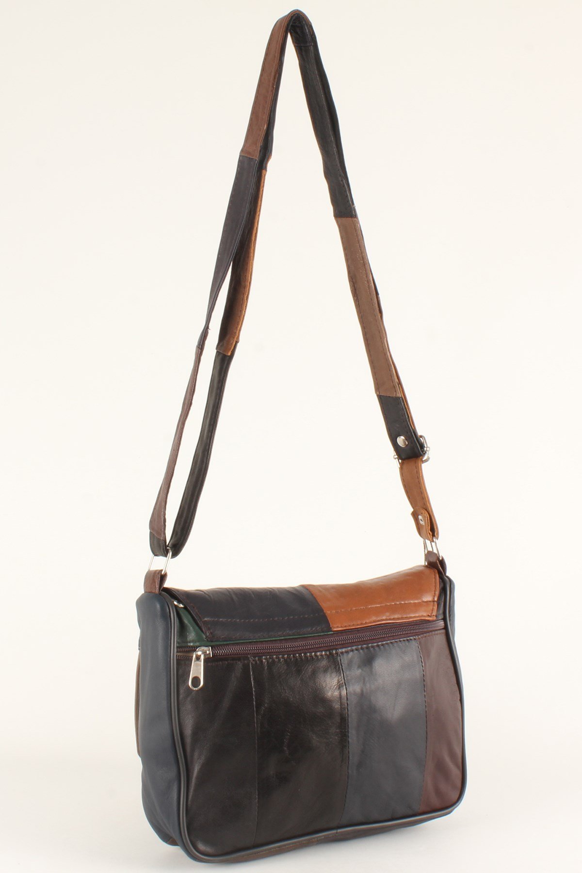 LWE1403-SLuwweLuwwe Bag'sKadın Yumuşak Hakiki Deri Parçalı ve Renkli Omuz Çantası (1403)