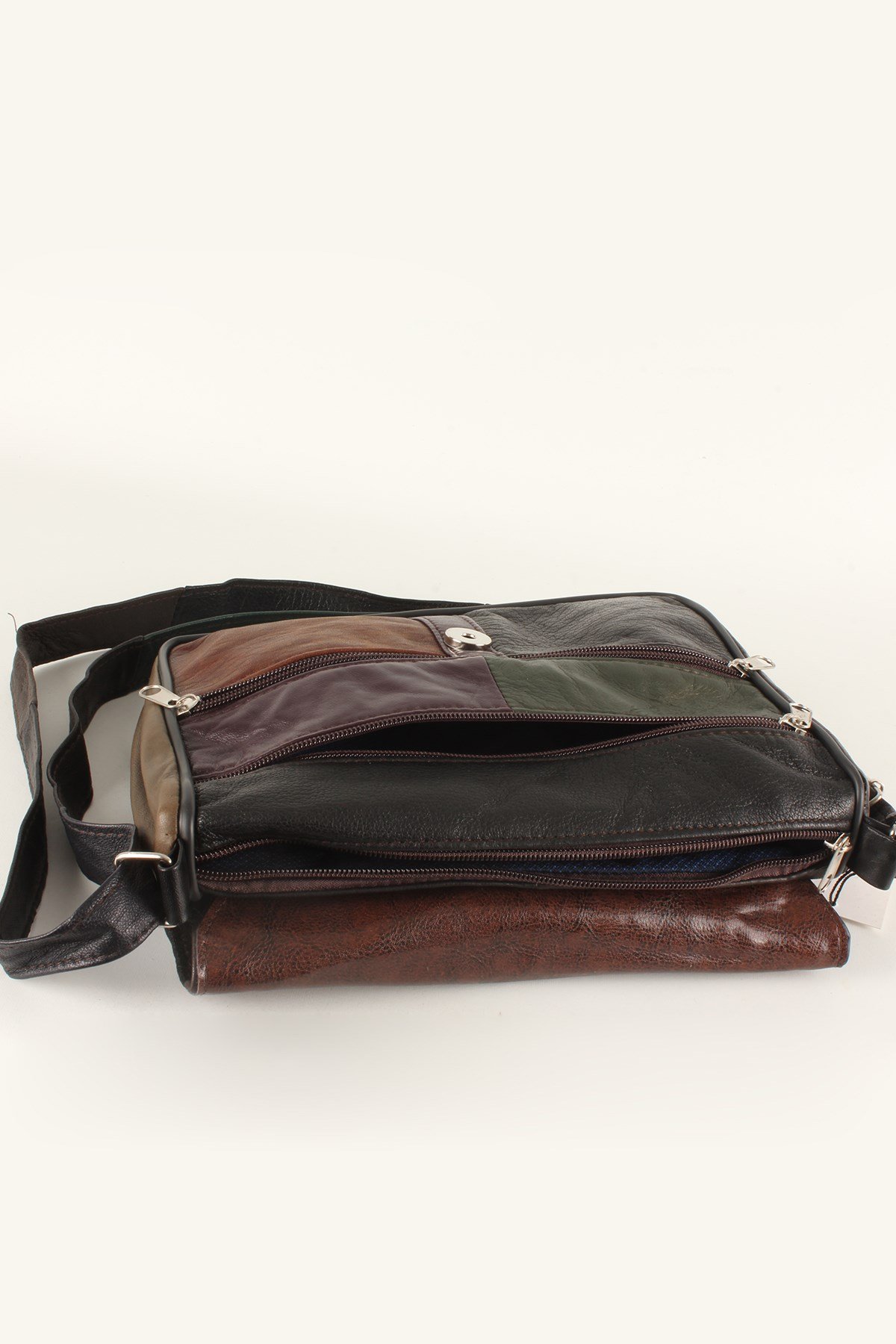 LWE1403-SLuwweLuwwe Bag'sKadın Yumuşak Hakiki Deri Parçalı ve Renkli Omuz Çantası (1403)