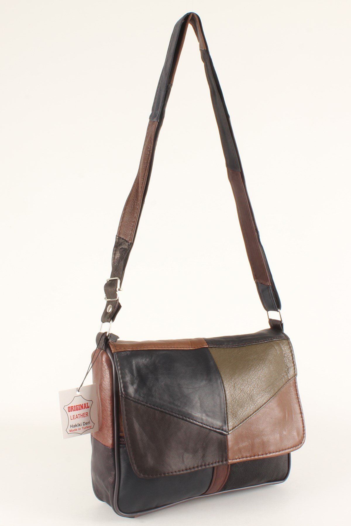 LWE1403-SLuwweLuwwe Bag'sKadın Yumuşak Hakiki Deri Parçalı ve Renkli Omuz Çantası (1403)