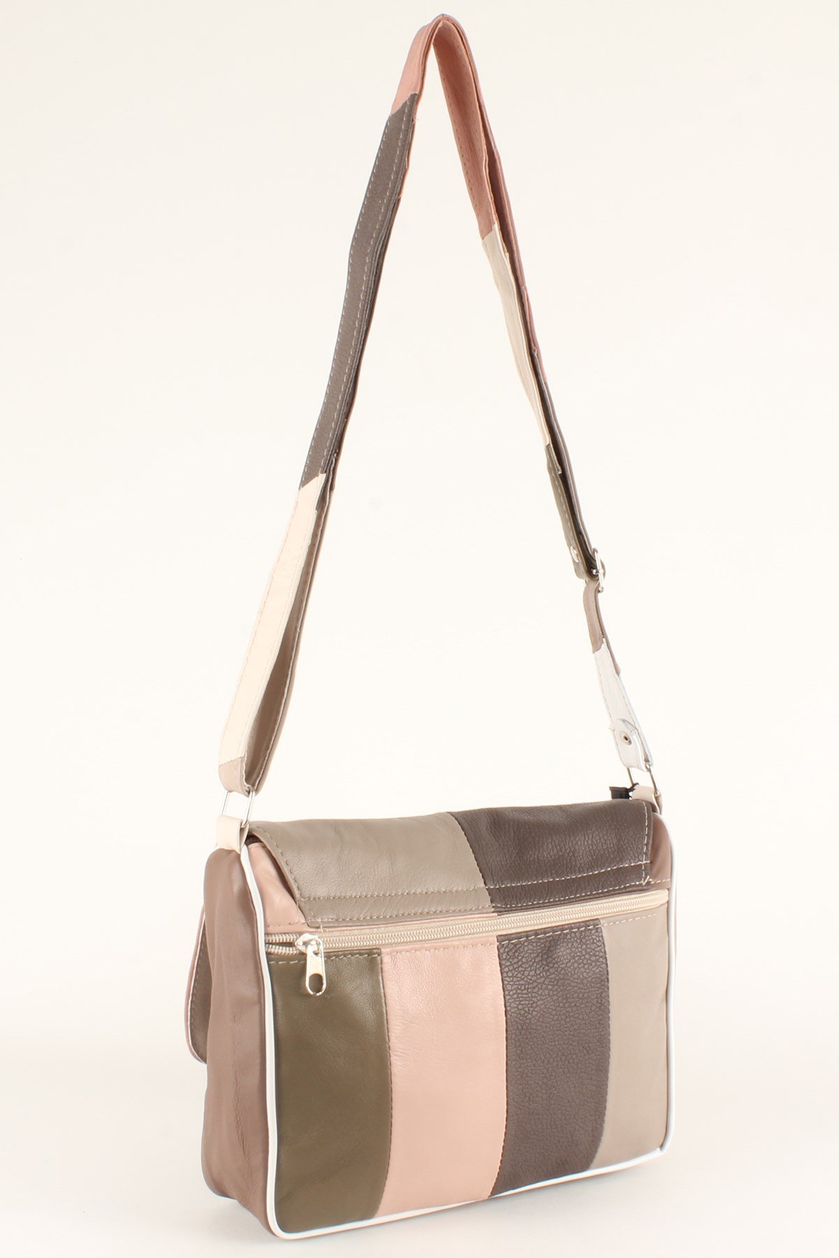 LWE1403-SLuwweLuwwe Bag'sKadın Yumuşak Hakiki Deri Parçalı ve Renkli Omuz Çantası (1403)