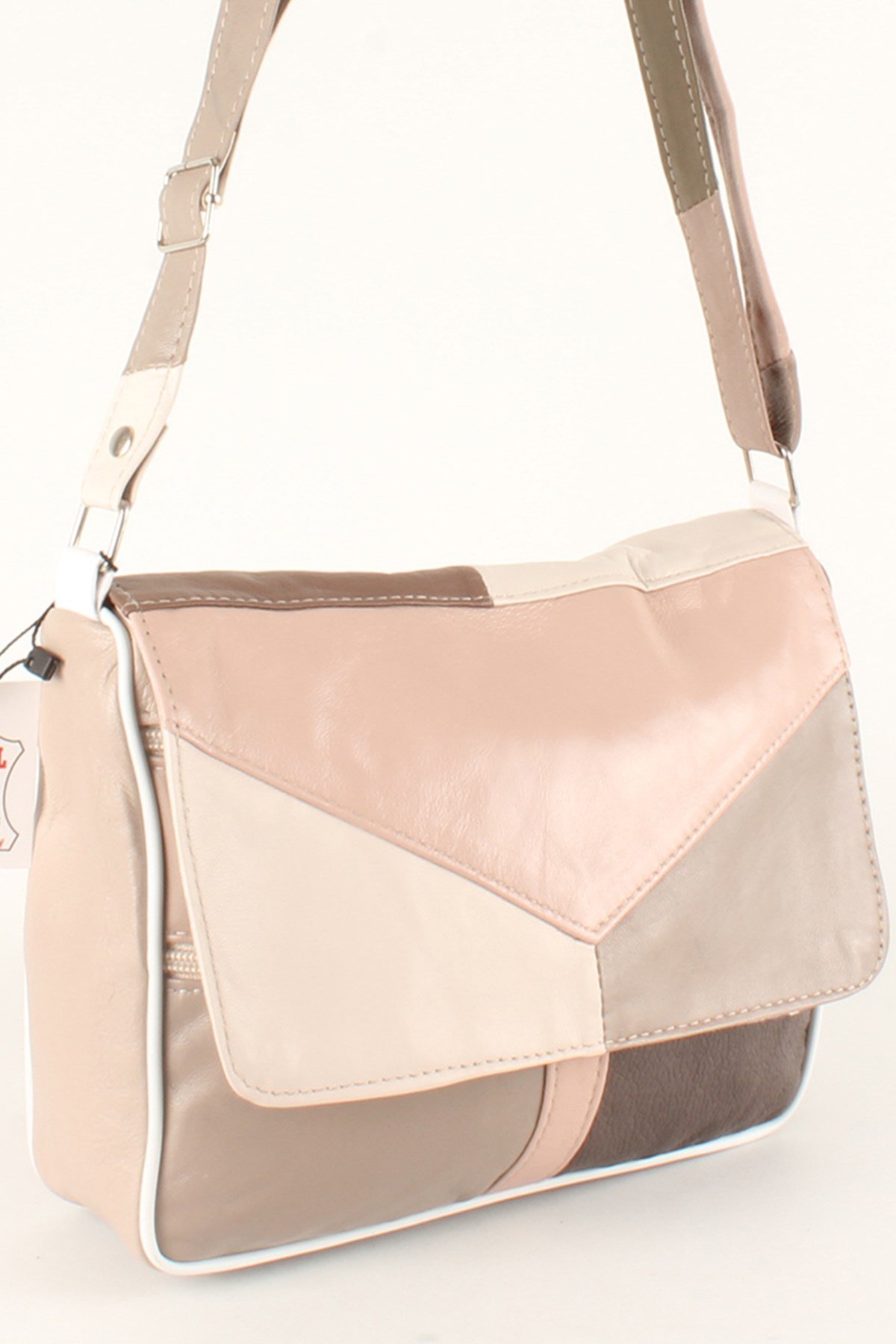 LWE1403-SLuwweLuwwe Bag'sKadın Yumuşak Hakiki Deri Parçalı ve Renkli Omuz Çantası (1403)