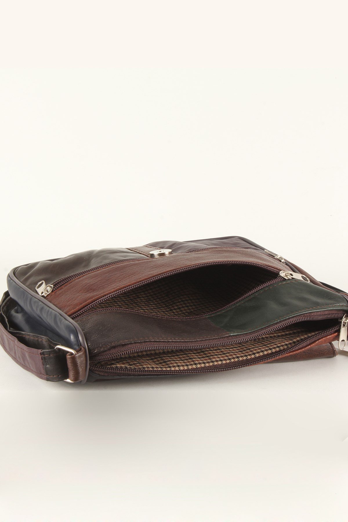 LWE1403-SLuwweLuwwe Bag'sKadın Yumuşak Hakiki Deri Parçalı ve Renkli Omuz Çantası (1403)