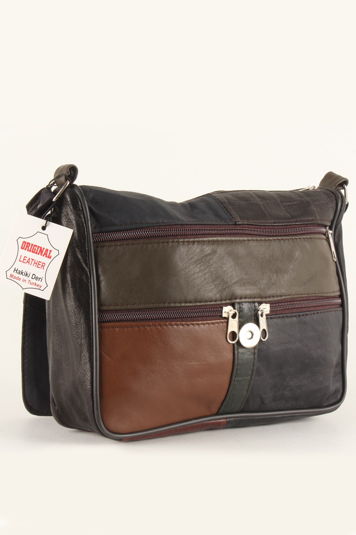 LWE1406-SLuwweLuwwe Bag'sKadın Yumuşak Hakiki Deri Parçalı ve Renkli Omuz Çantası (1406)