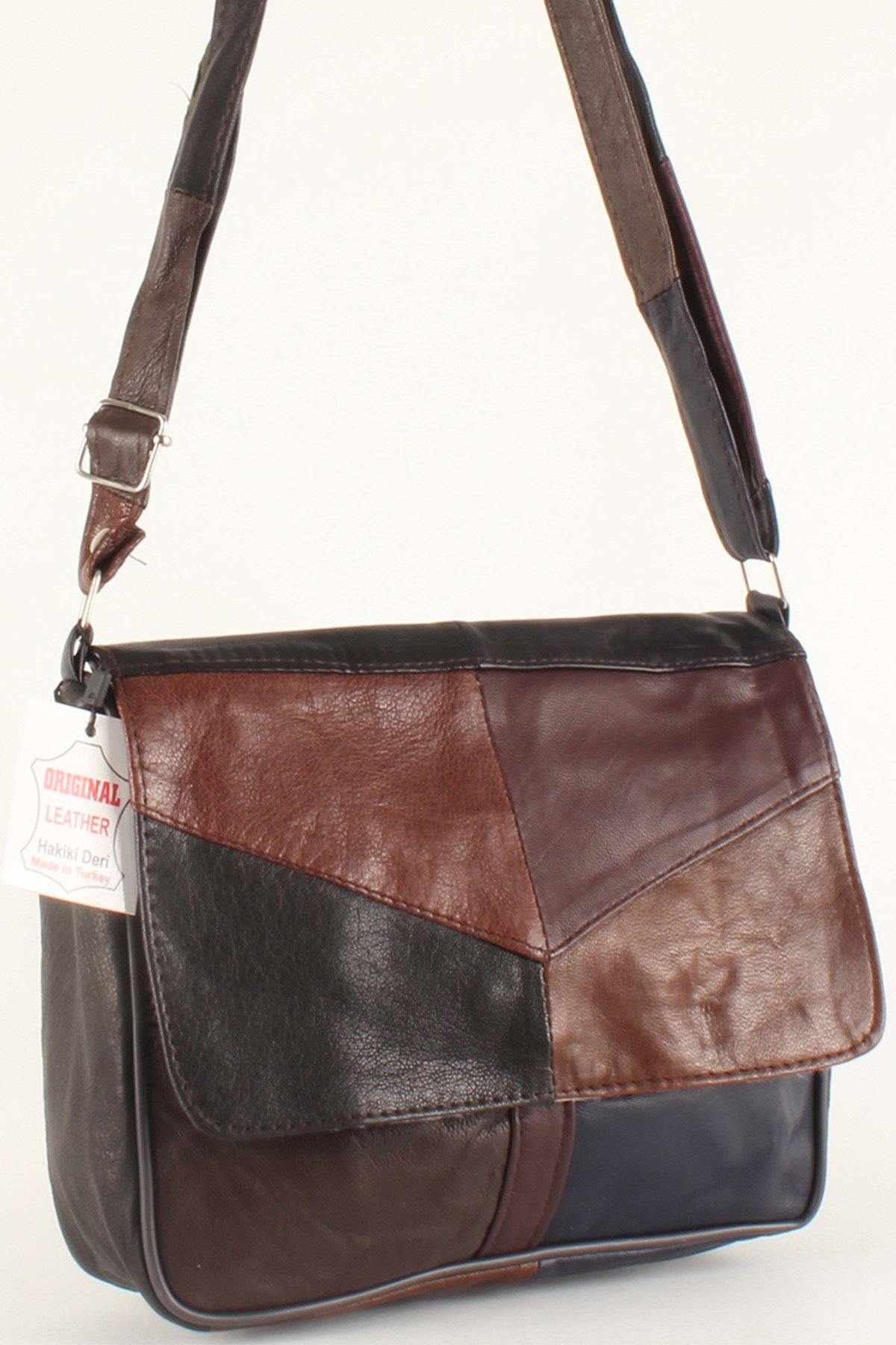 LWE1406-SLuwweLuwwe Bag'sKadın Yumuşak Hakiki Deri Parçalı ve Renkli Omuz Çantası (1406)